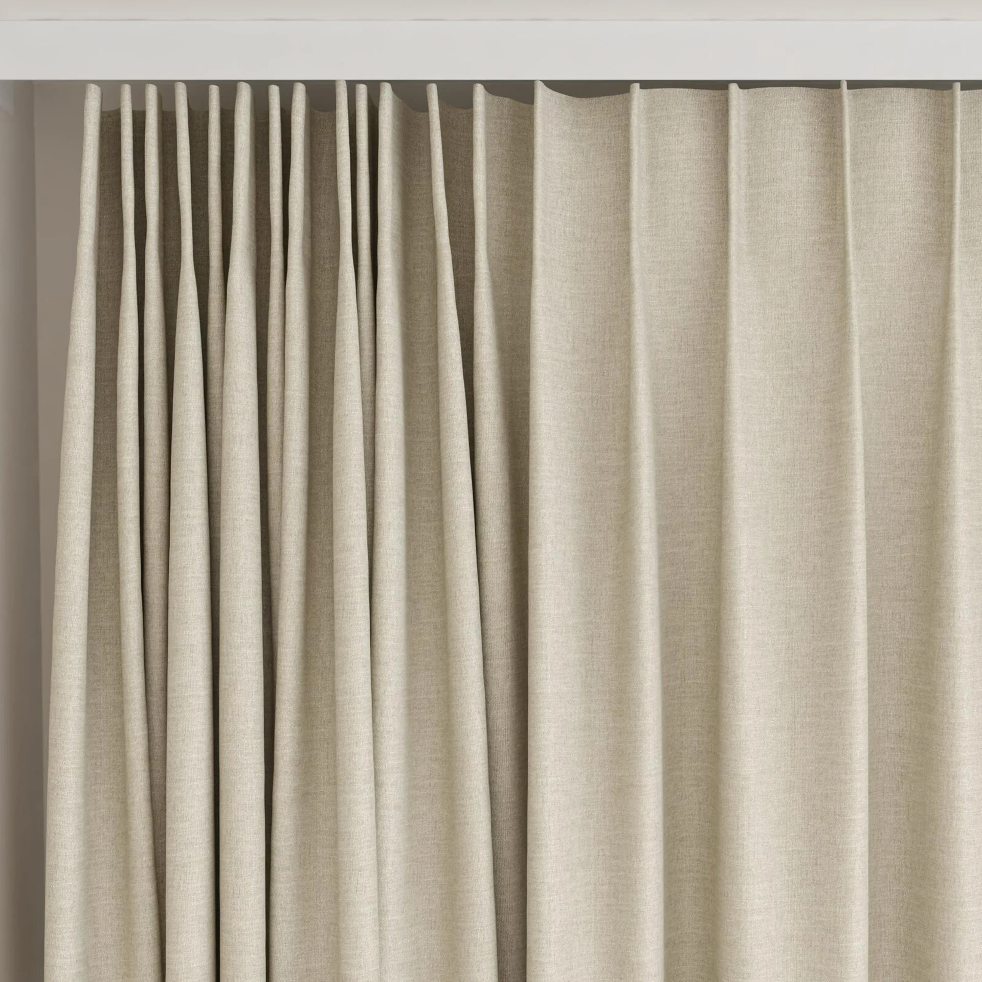 Top view of Casual Whisper, on curtain rail