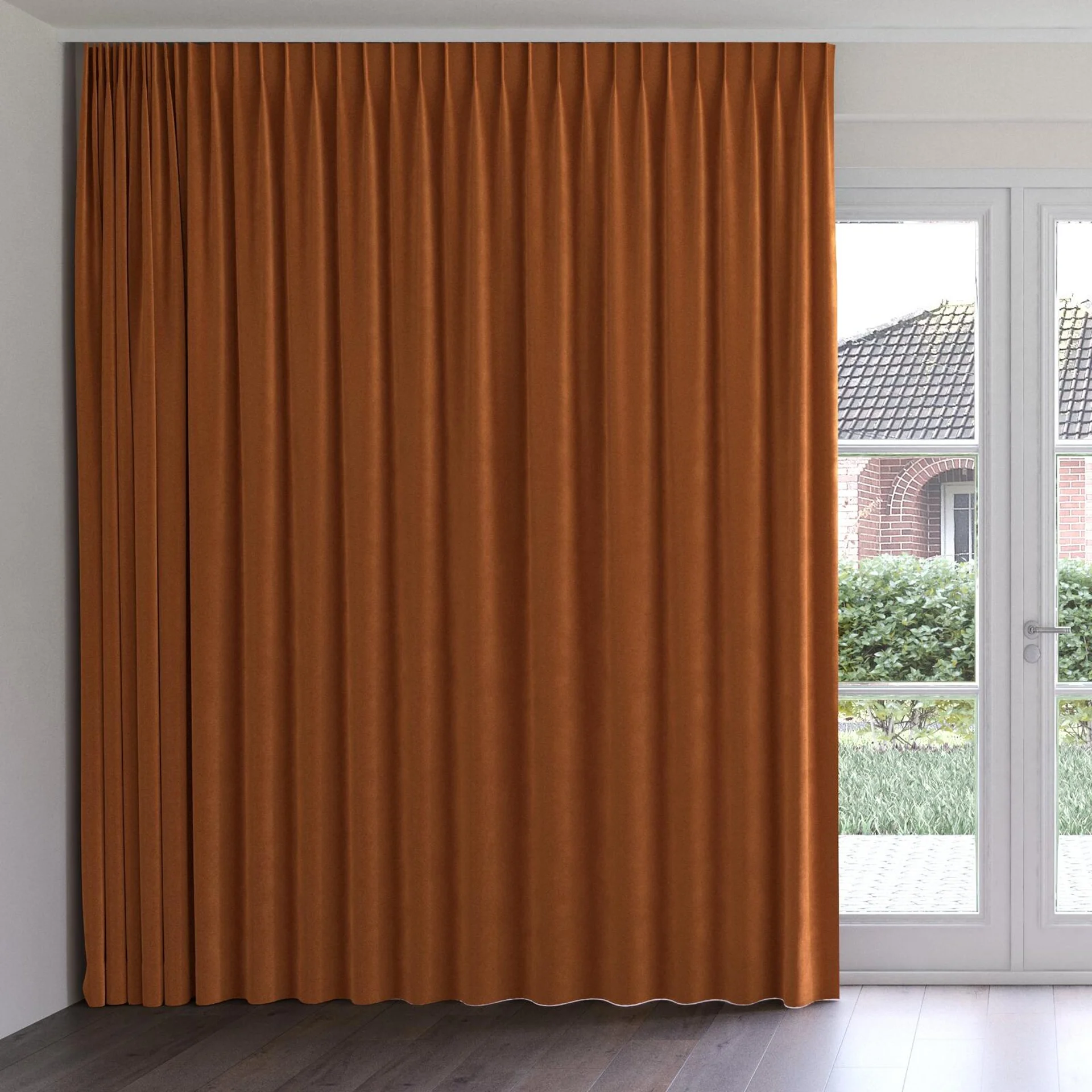 Front view of Verbier Chili, on curtain rail