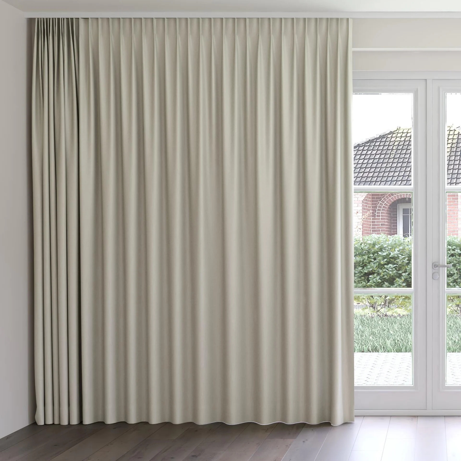 Front view of Grove Sesame, on curtain rail
