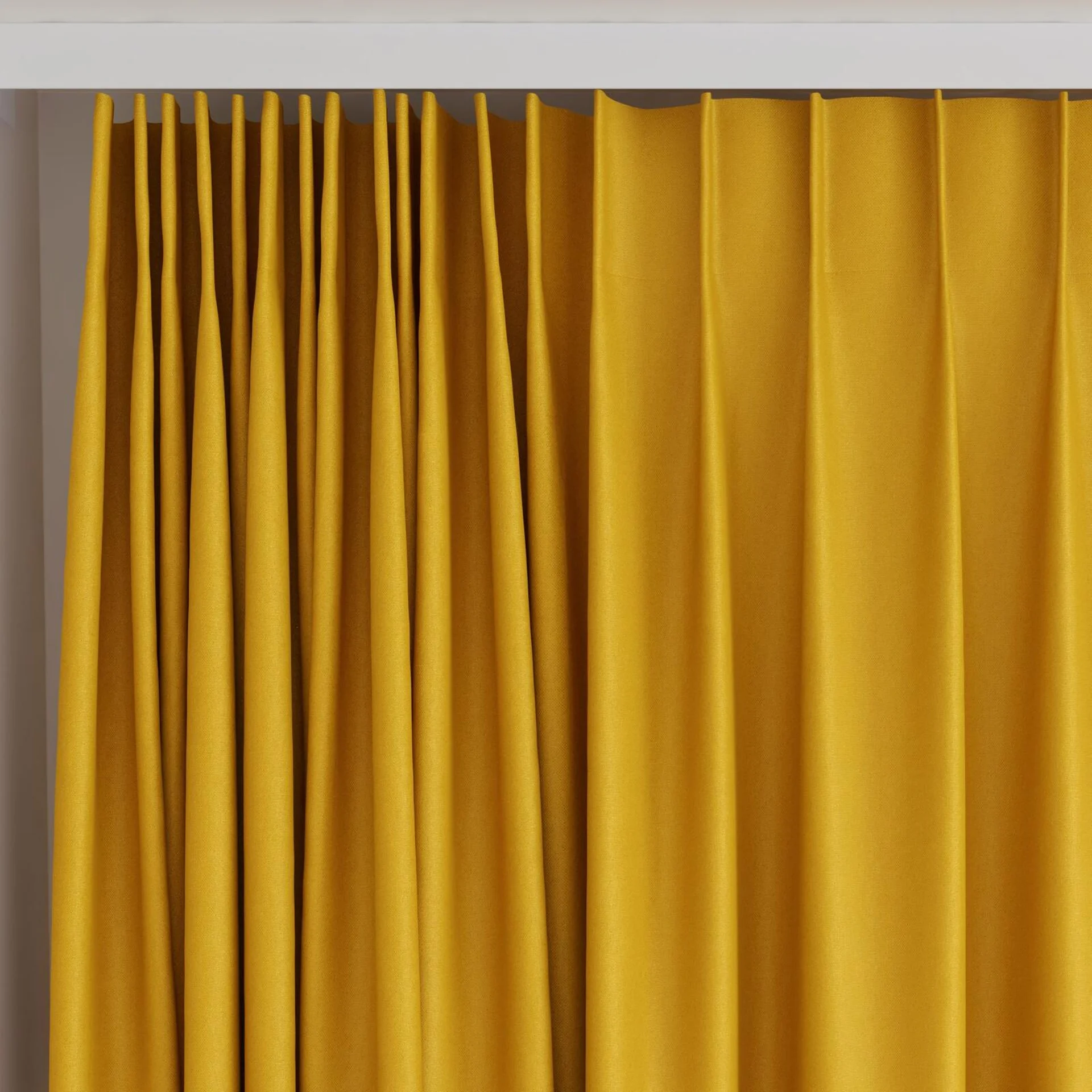 Top view of Woolskin Spice, on curtain rail