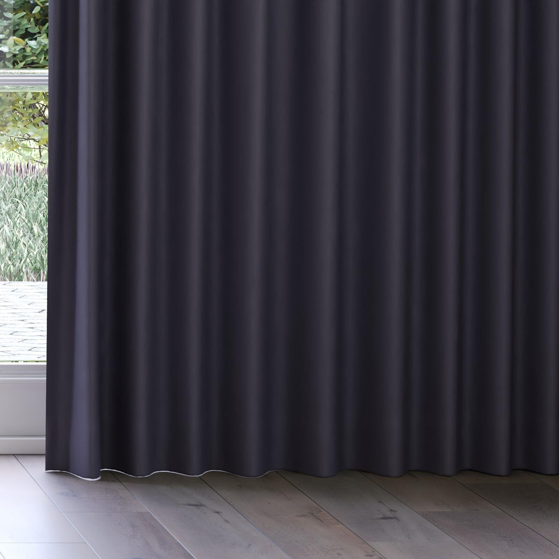Bottom view of Vesta Ebony, on curtain rail