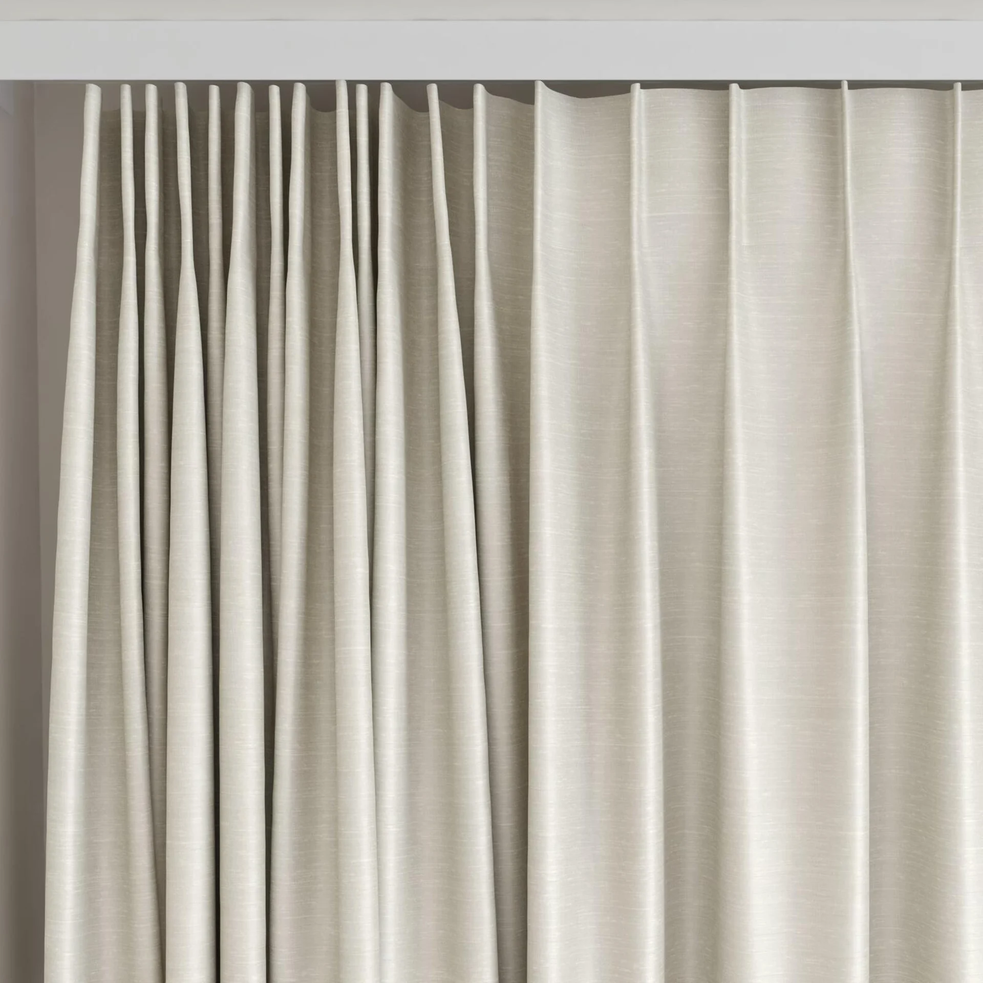 Top view of Silky Pelican, on curtain rail