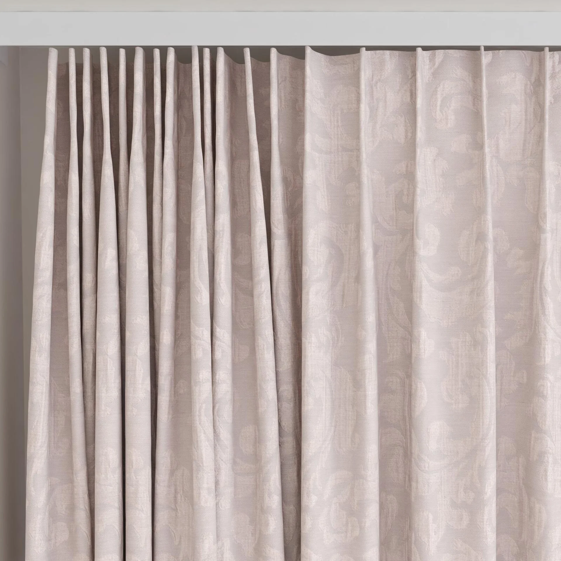 Top view of Juleste Parma, on curtain rail