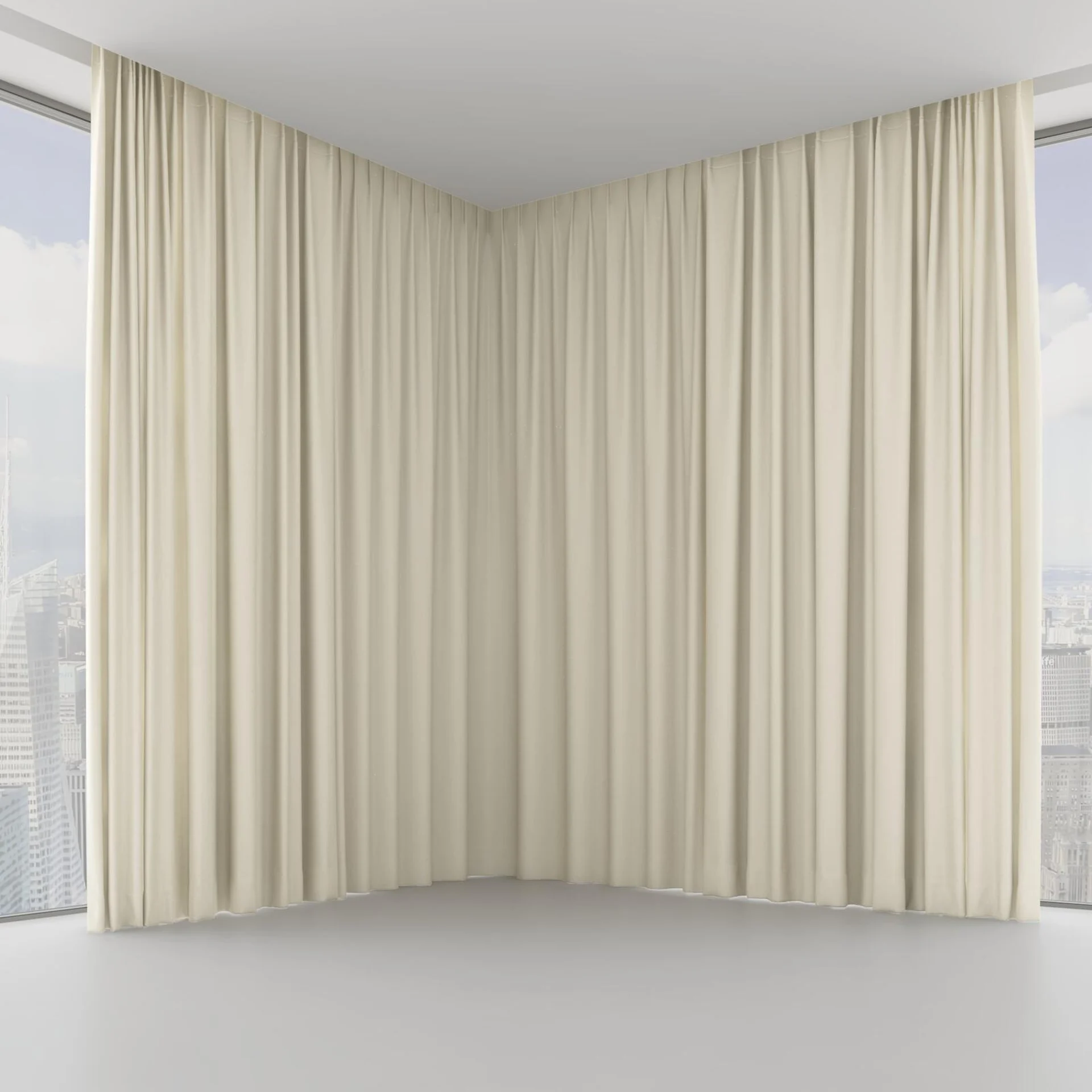 Front view of Excel Linen, on hidden rail