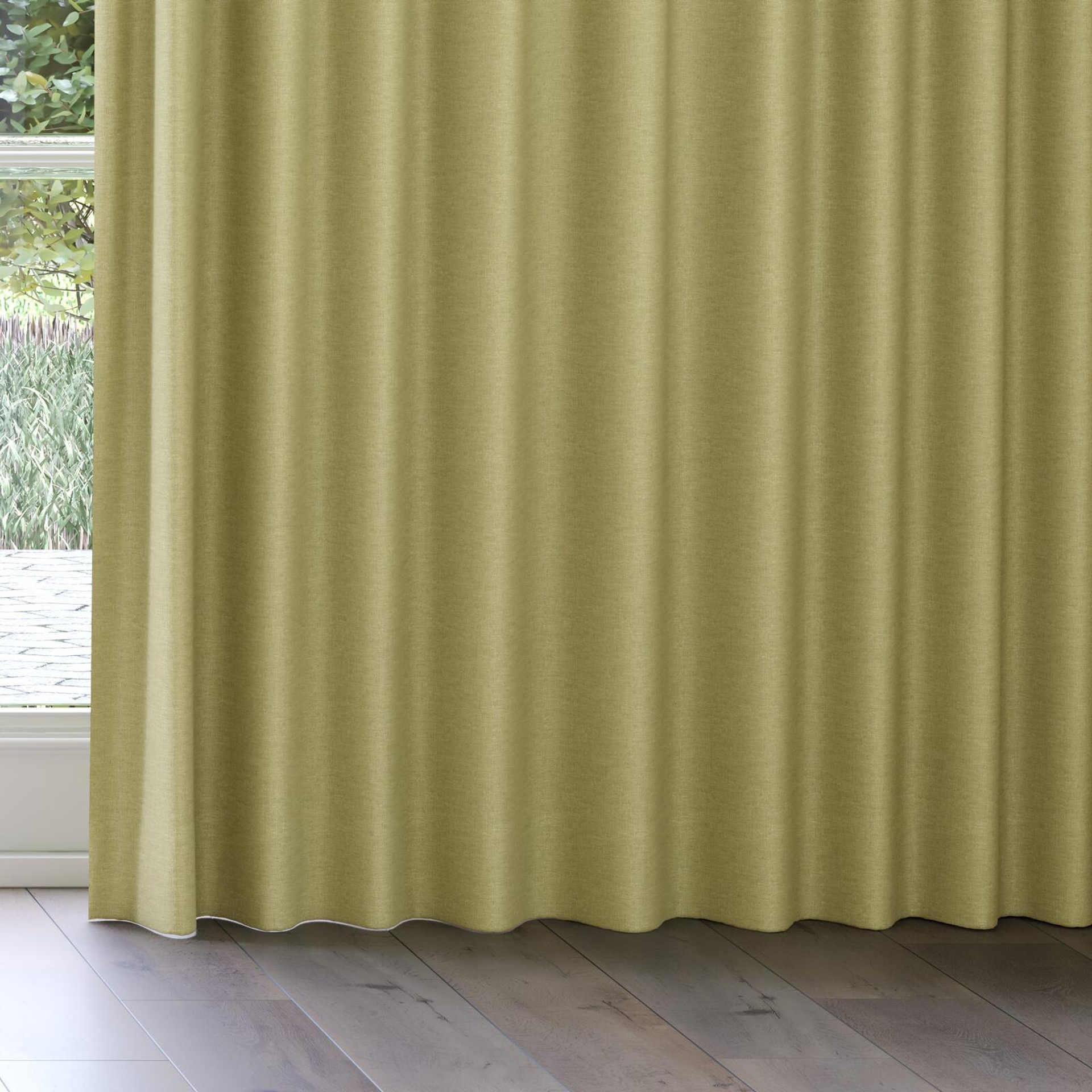 Bottom view of Casual Moss, on curtain rail