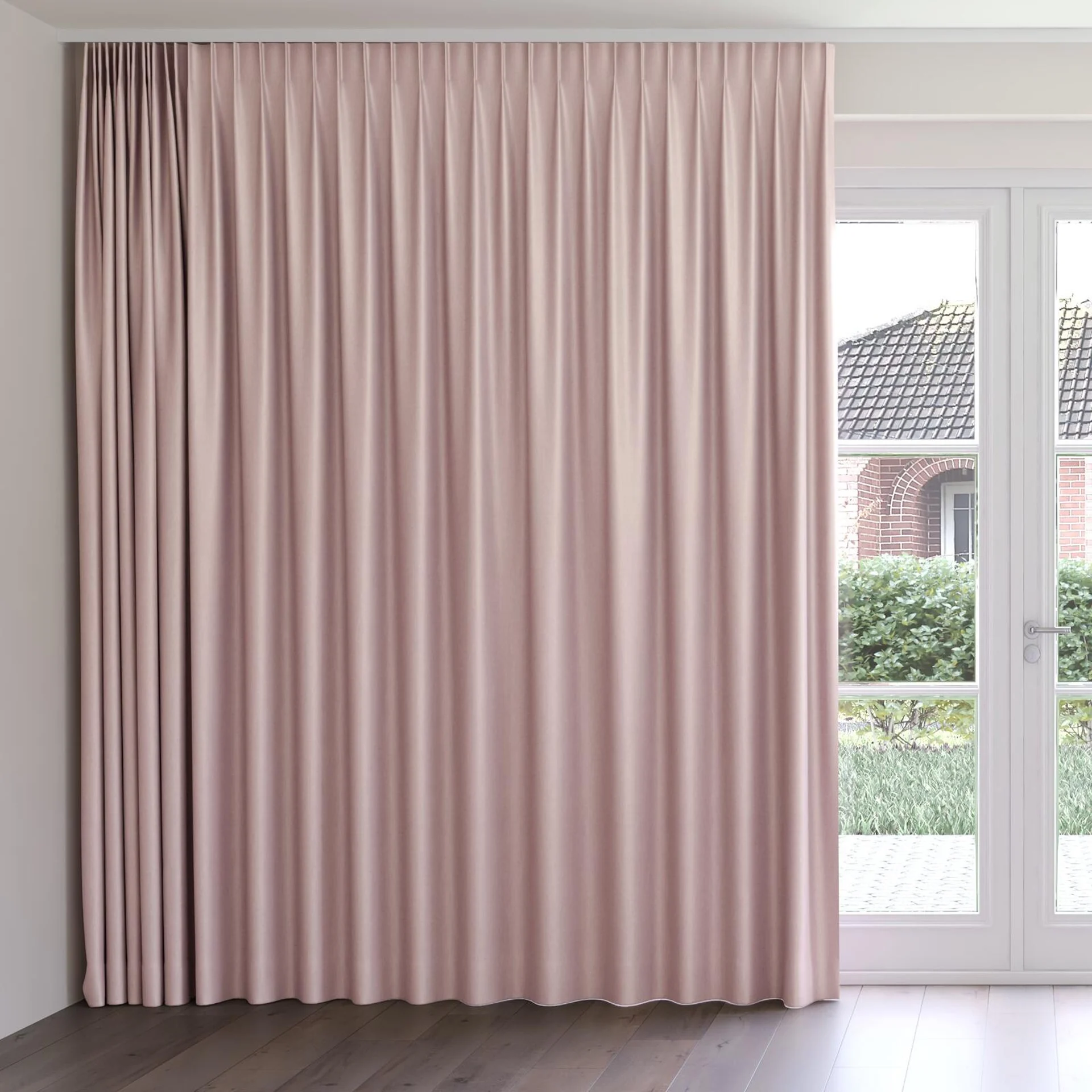 Front view of Matrix Petal, on curtain rail