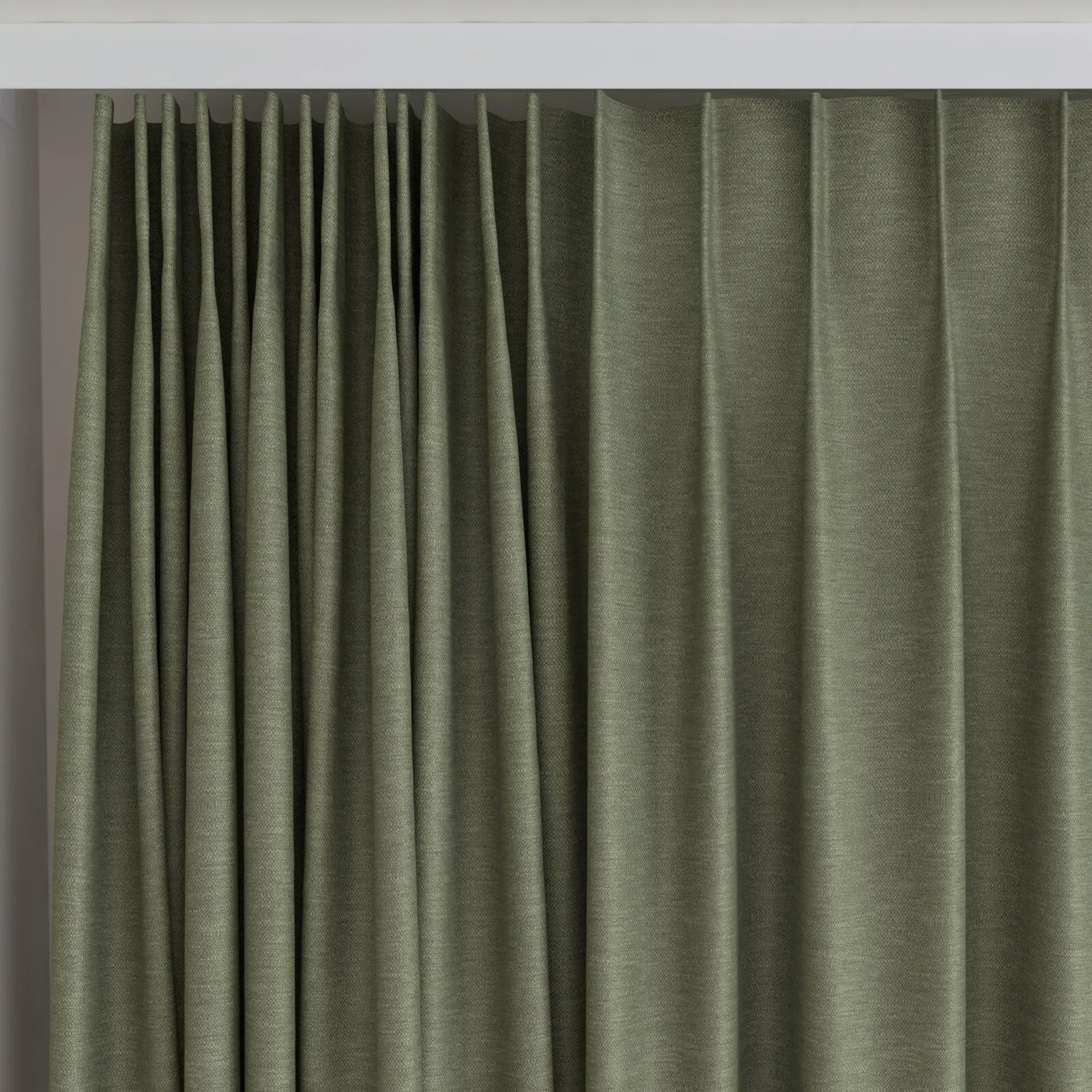 Top view of Colourwash Eco Camouflage, on curtain rail