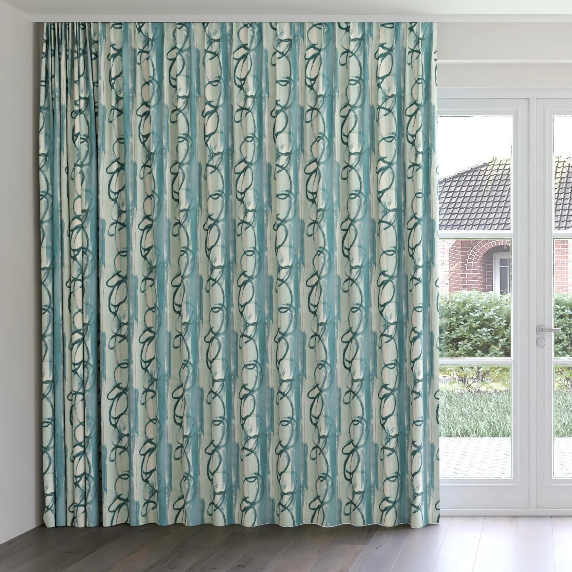 Front view of Jedi Mineral, on curtain rail