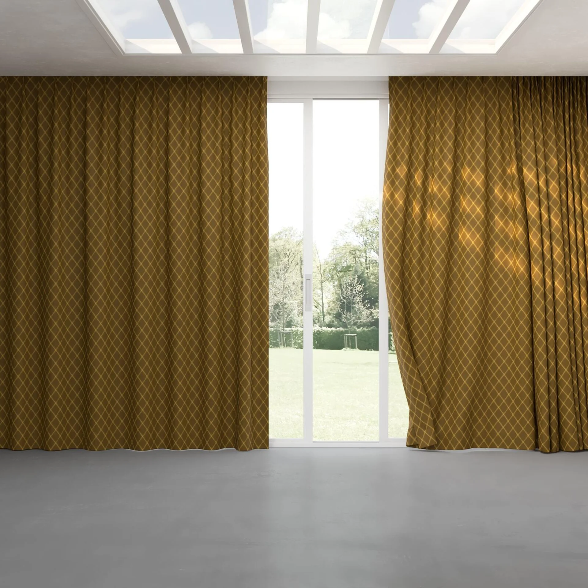 Full view of Pantheon Gold, pinch pleat