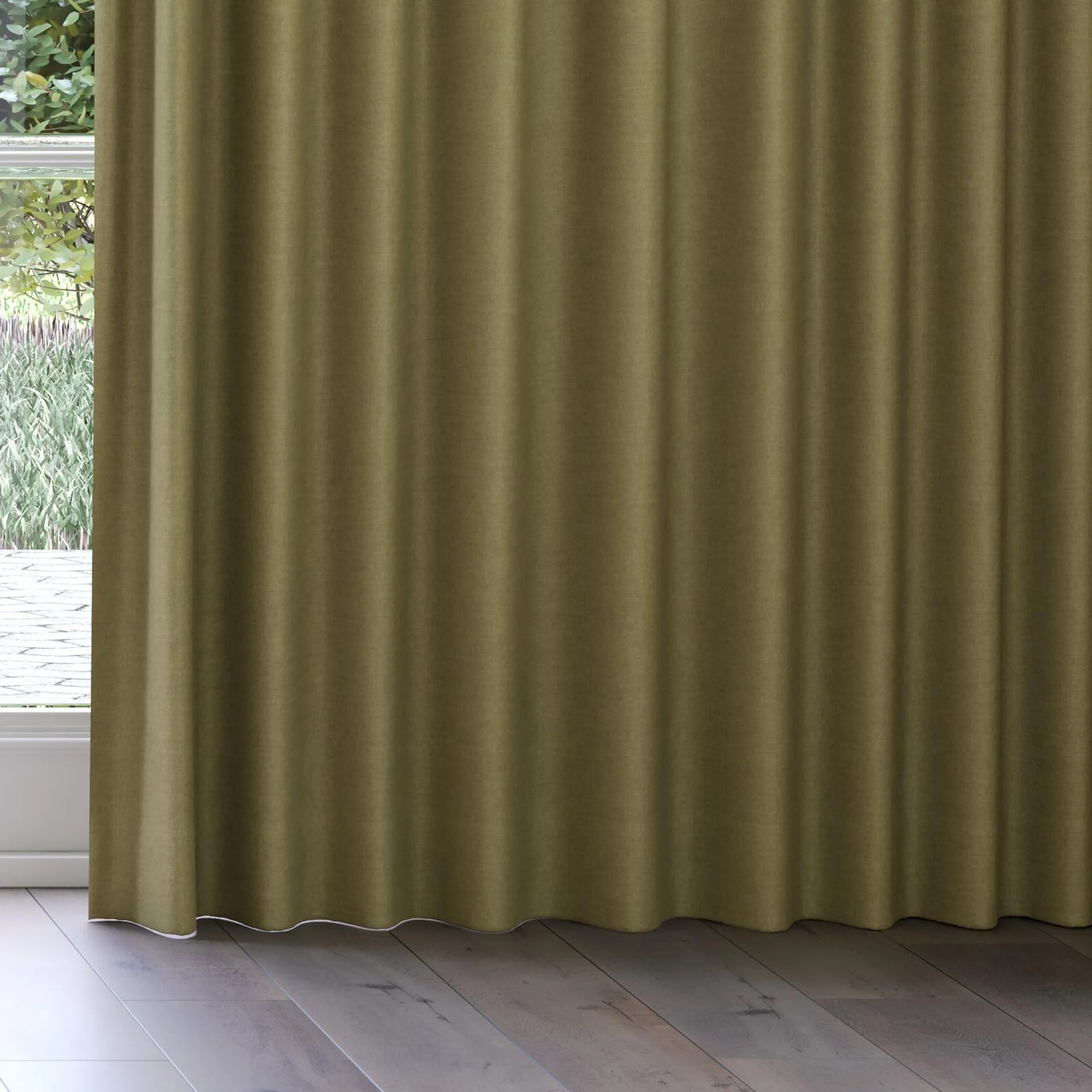 Bottom view of Drama Moss, on curtain rail