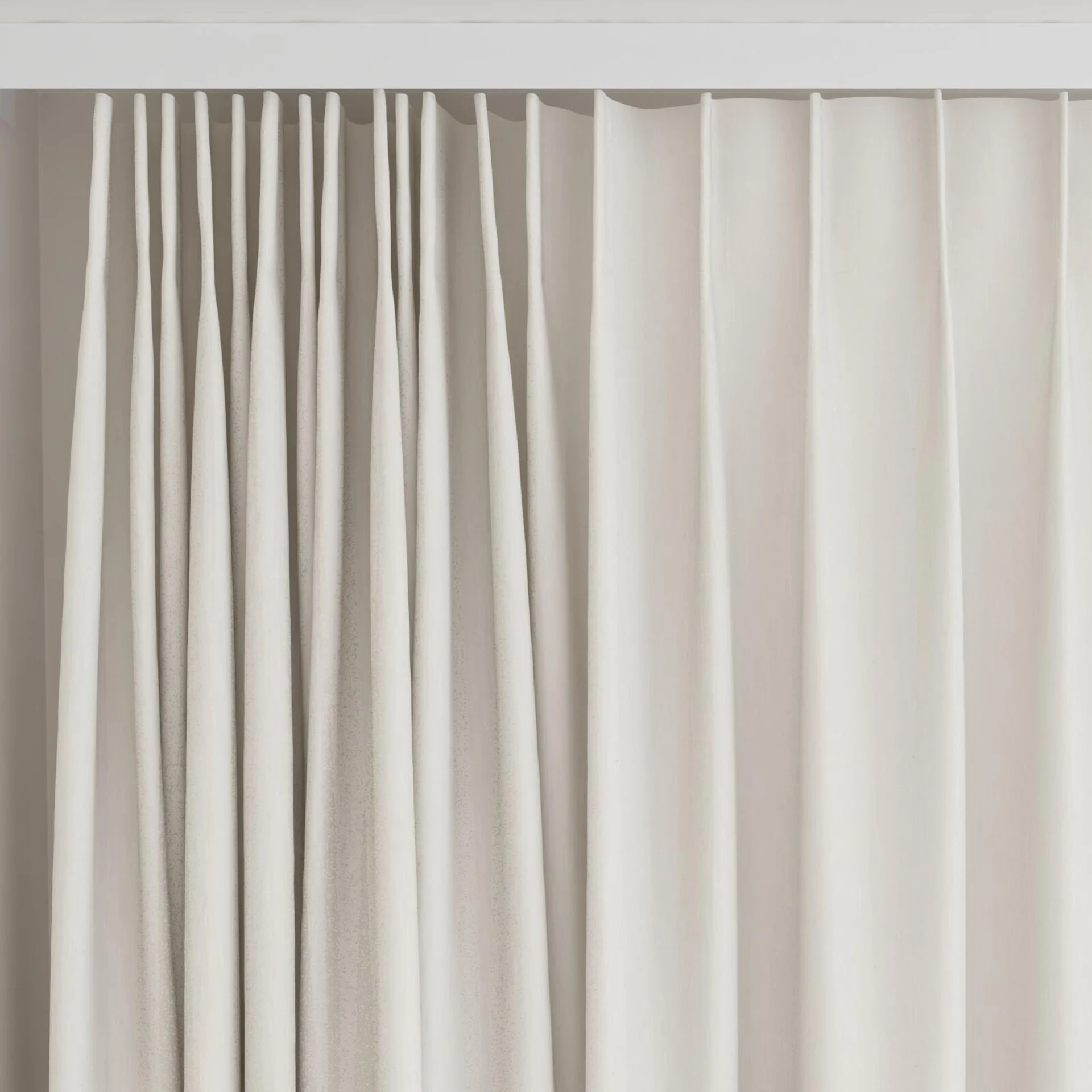 Top view of Gouache Eggshell, on curtain rail