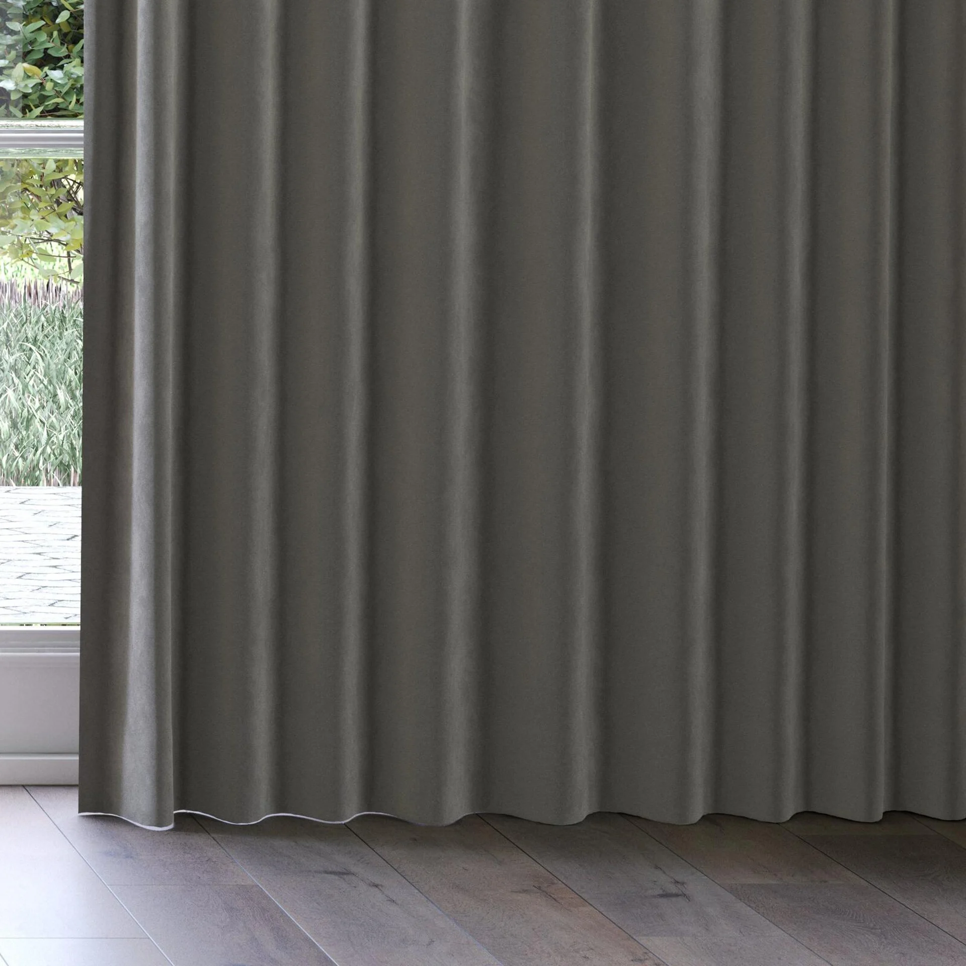 Bottom view of Vienna Obsidian, on curtain rail