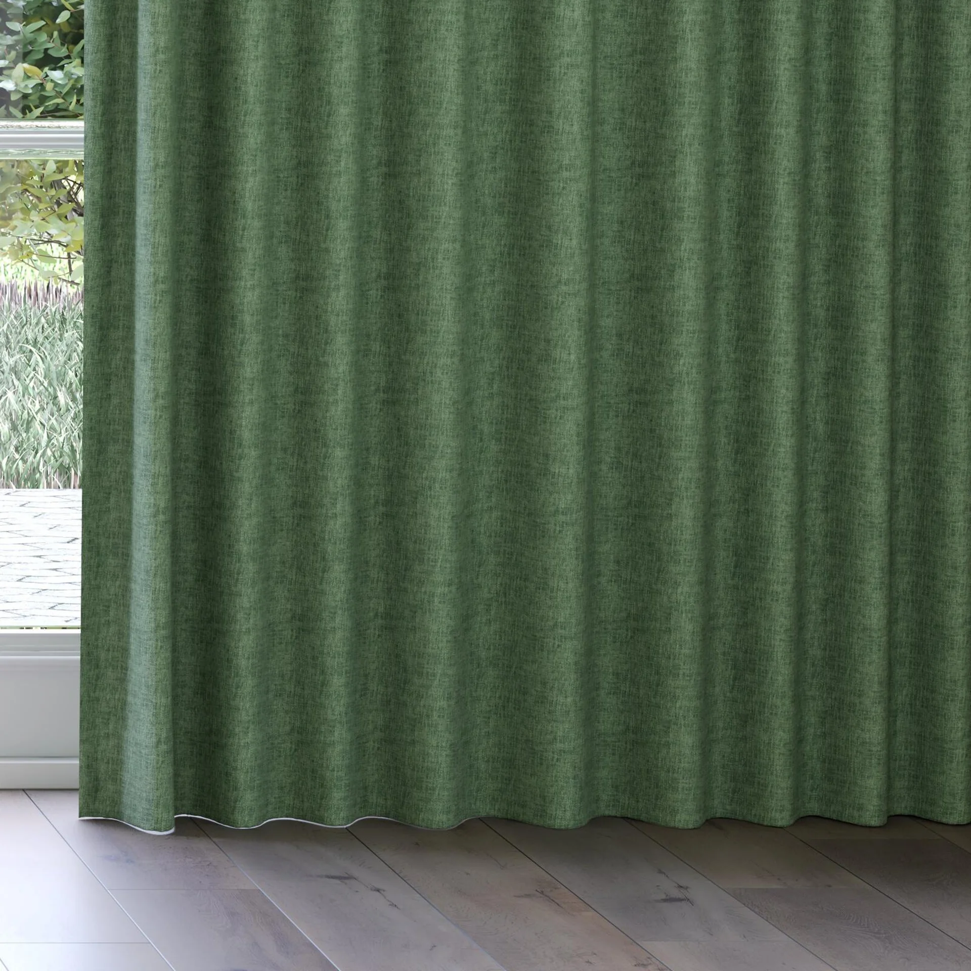 Bottom view of Earthwild Pesto, on curtain rail