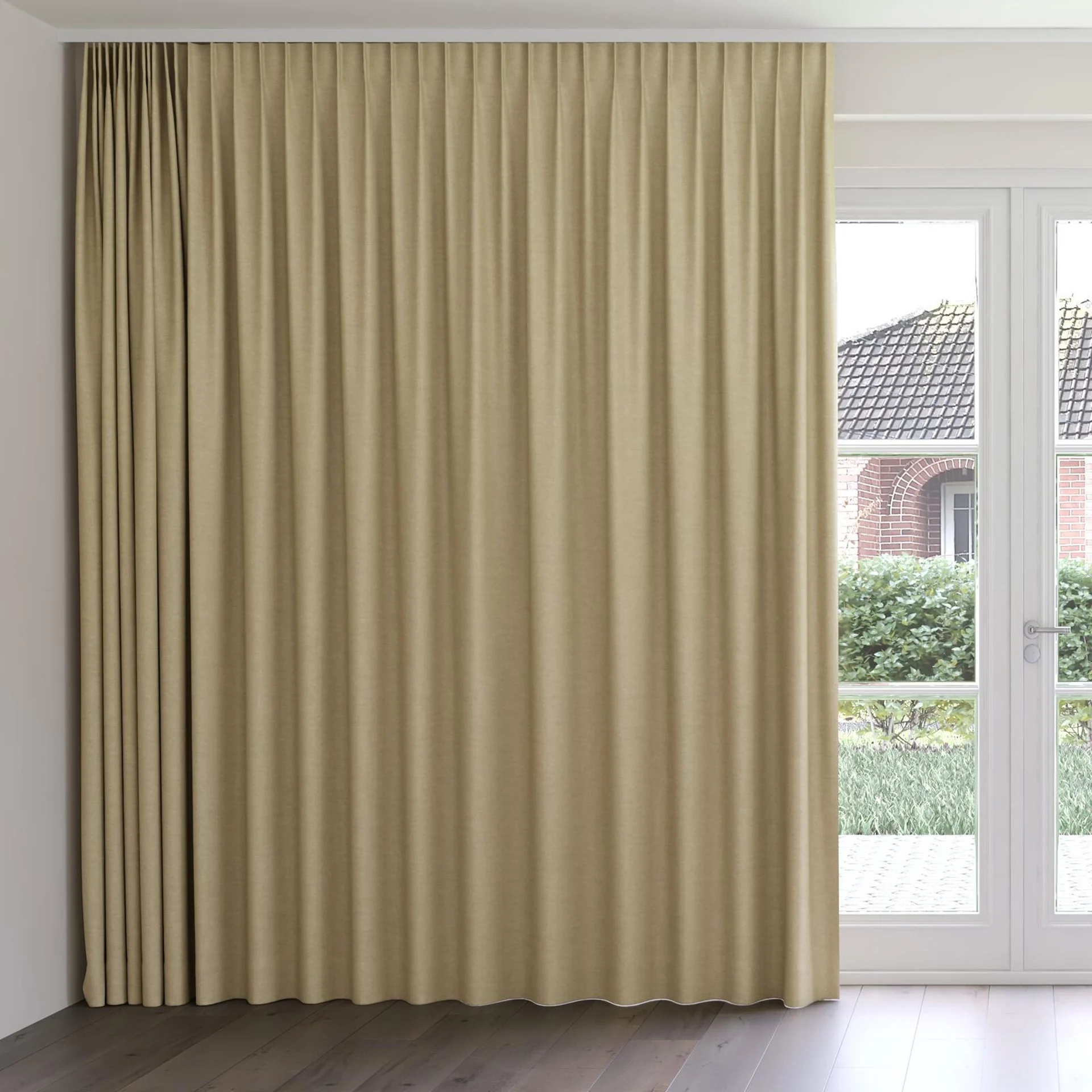 Front view of Drama Putty, on curtain rail