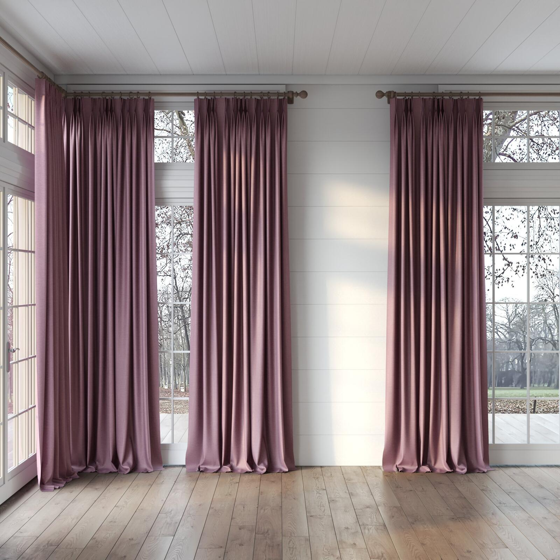 Full view of Frisco Boudoir, puddled, on curtain rod