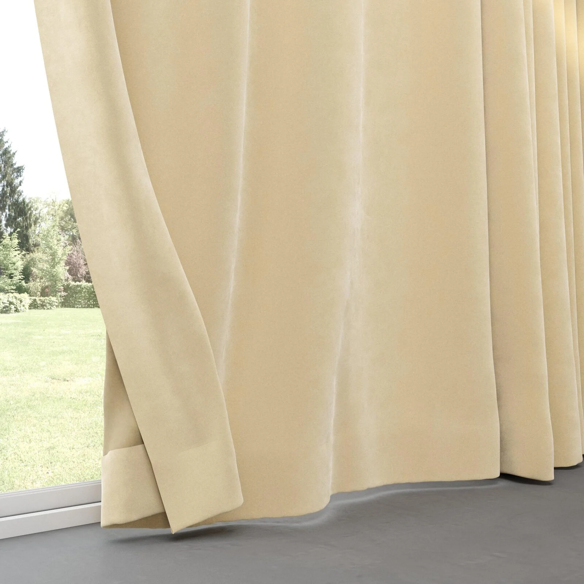 Bottom view of Lux Velvet Linen 8302, pinch pleat