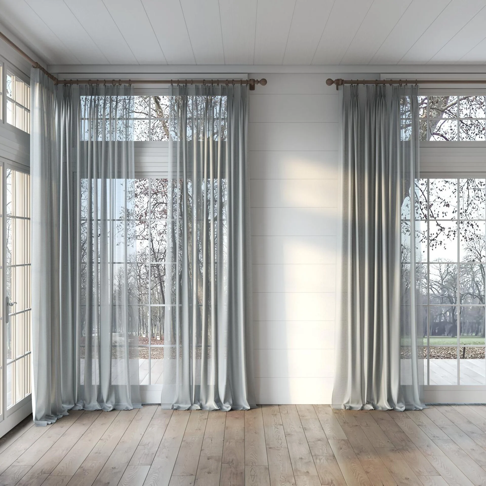 Full view of Jermian Metal, puddled, on curtain rod