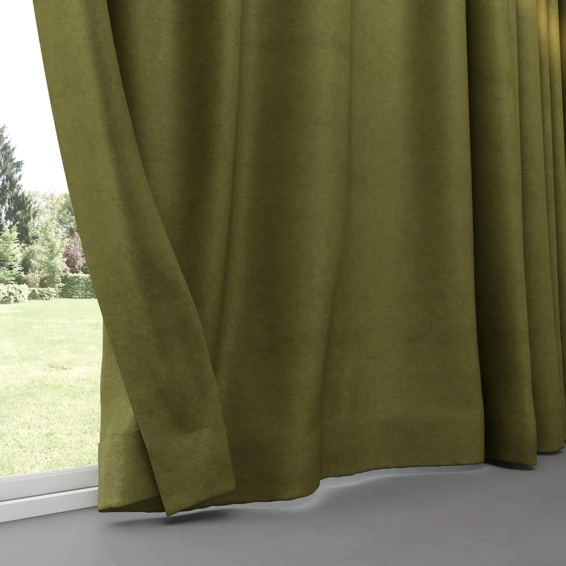 Bottom view of Baron Olive, pinch pleat
