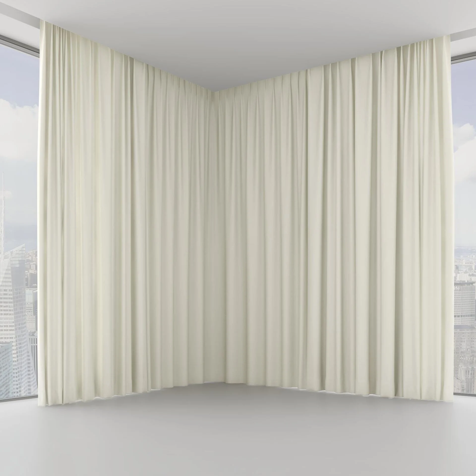 Front view of Eclipse Blackout Linen, on hidden rail