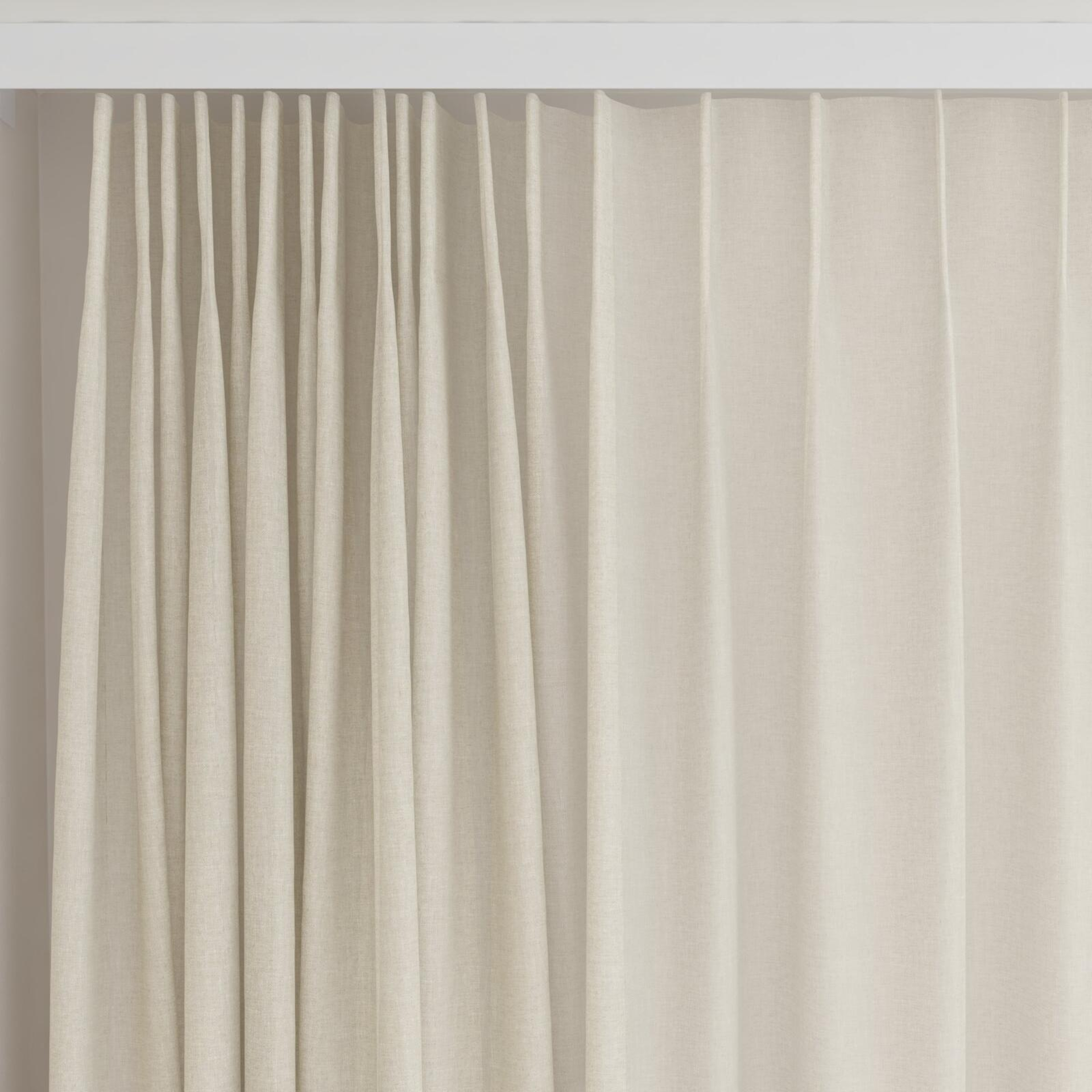 Top view of Sardinia Linen, on curtain rail