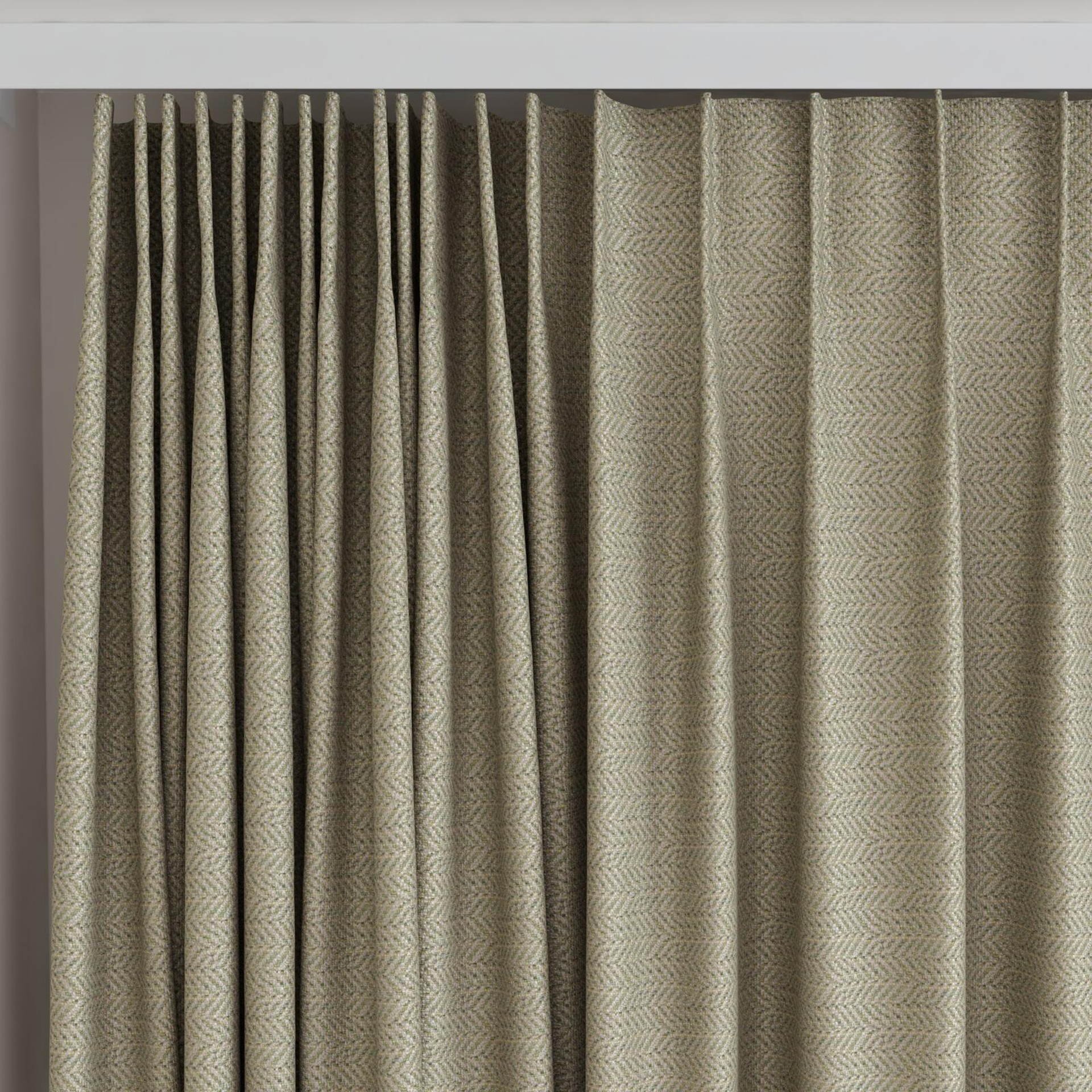 Top view of Kaomoji Camouflage, on curtain rail