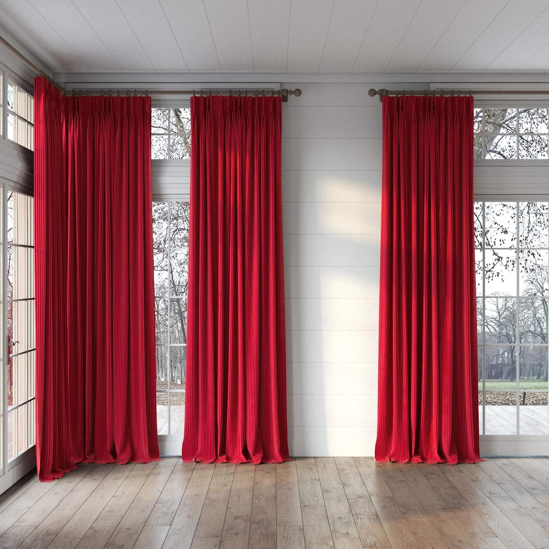 Full view of Embrace Lipstick, puddled, on curtain rod