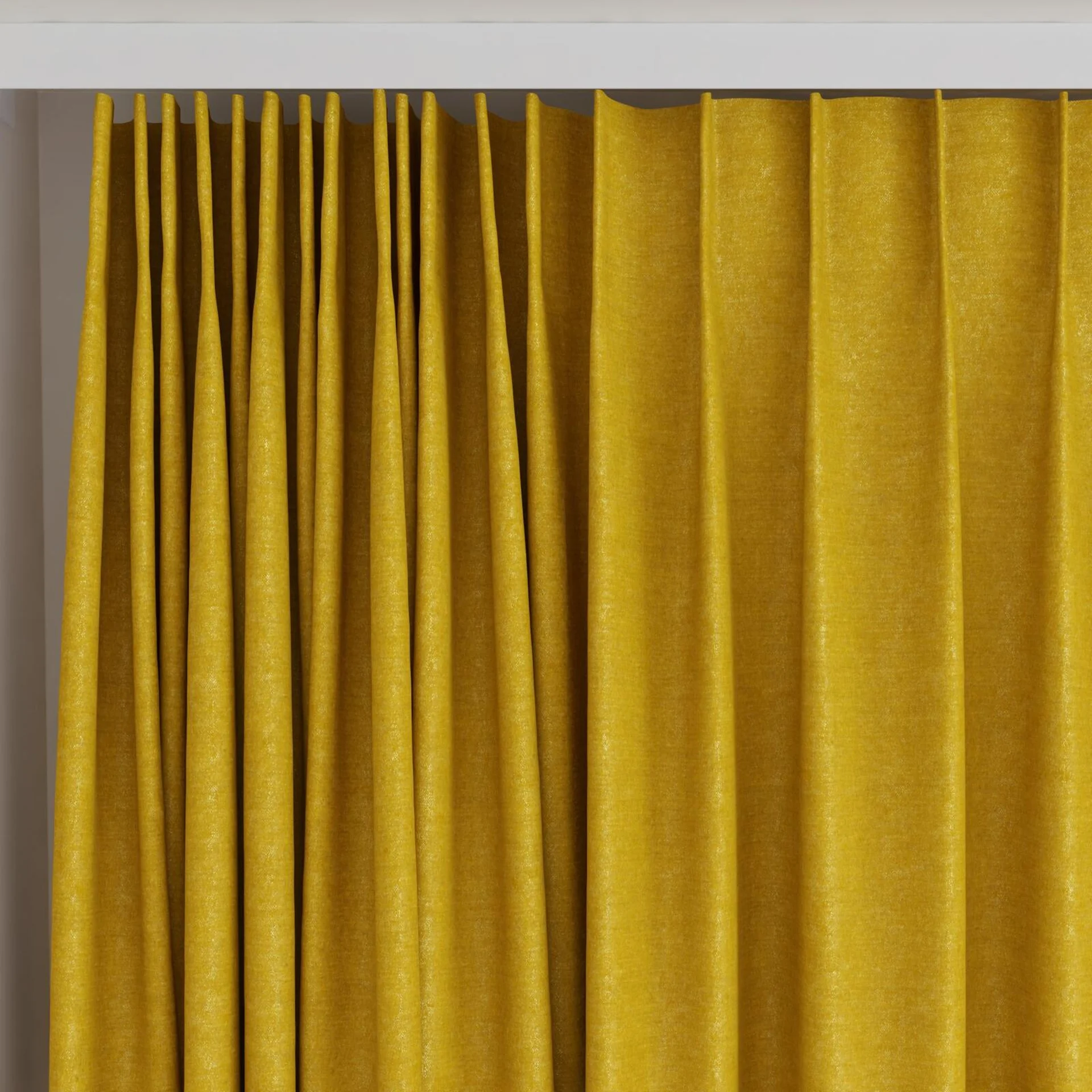 Top view of Drama Gold, on curtain rail