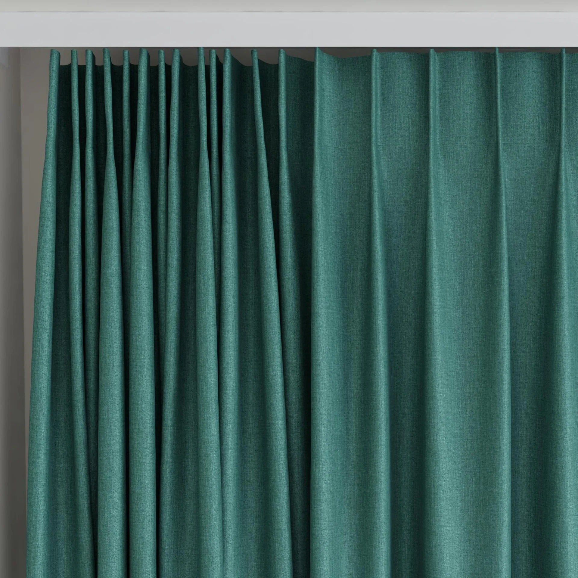 Top view of Kidglove Emerald, on curtain rail