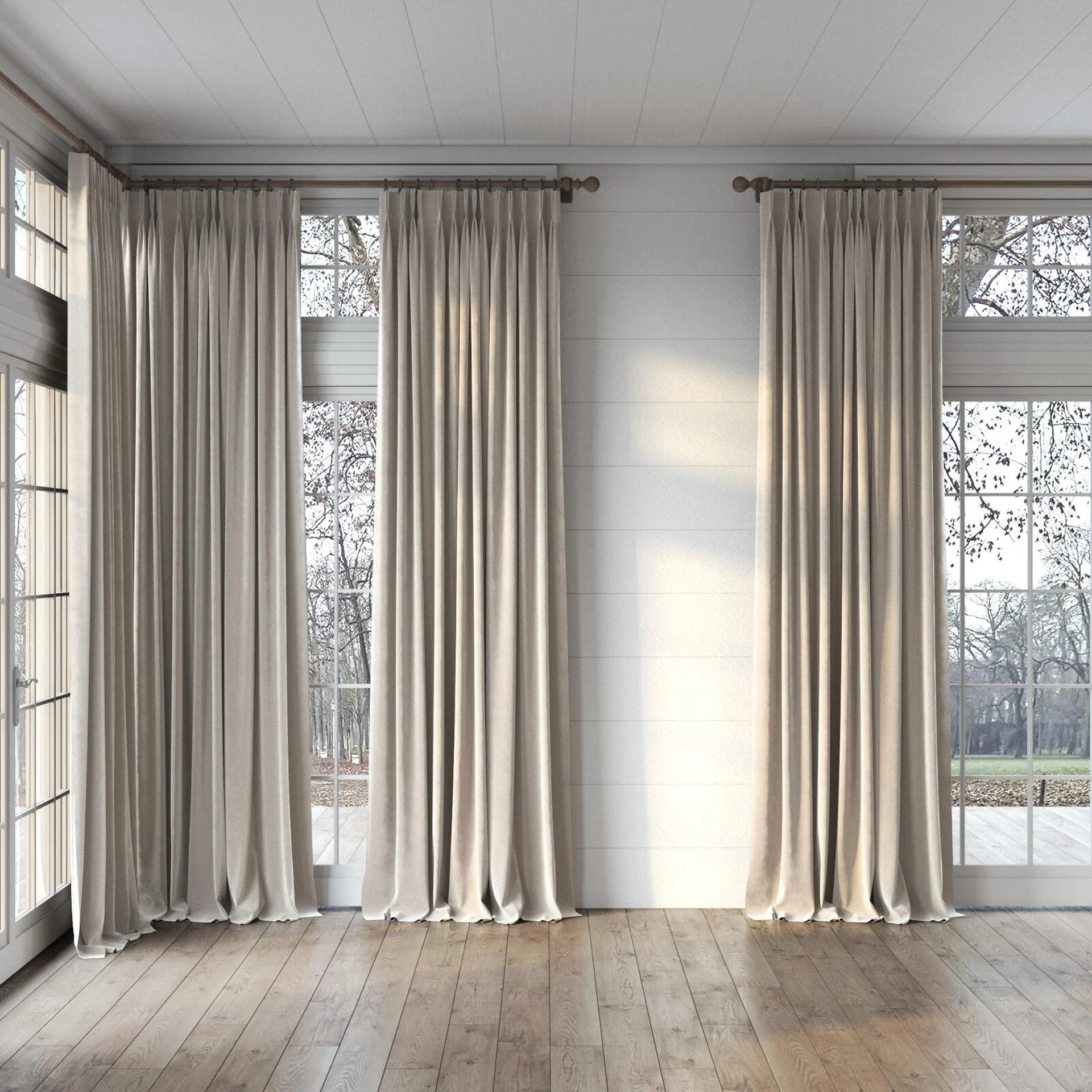 Full view of Vienna Moonstone, puddled, on curtain rod