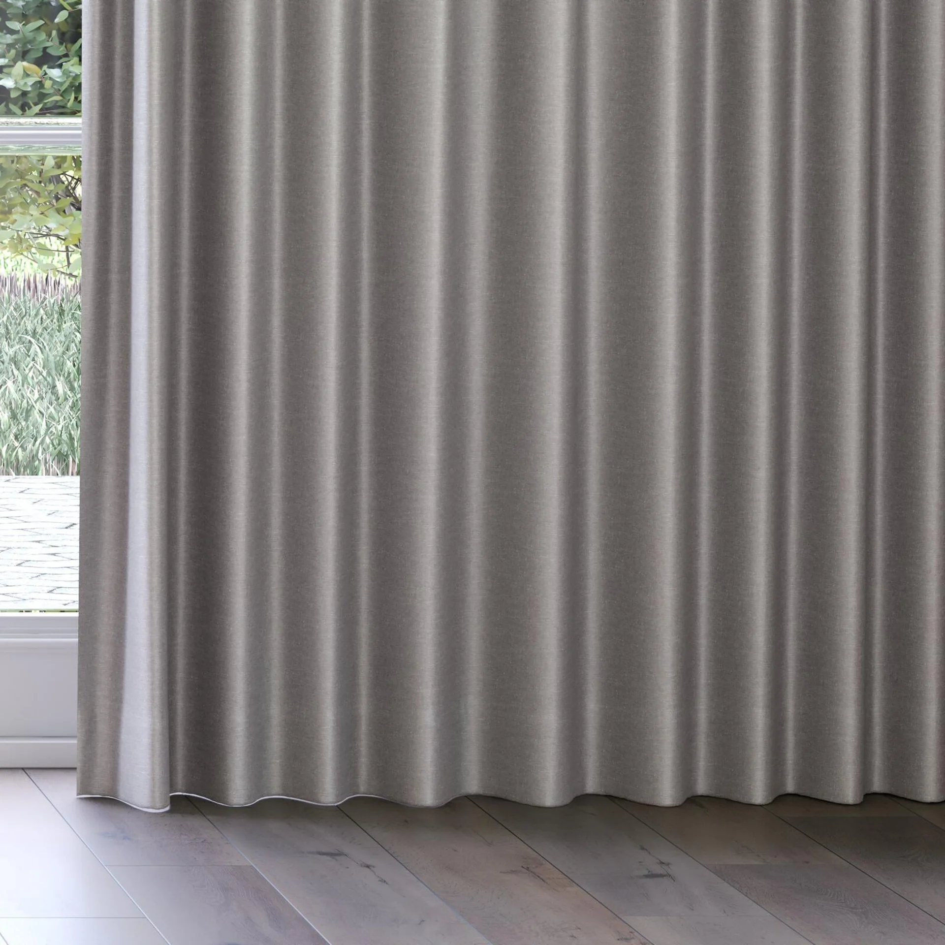 Bottom view of Provence Feather, on curtain rail