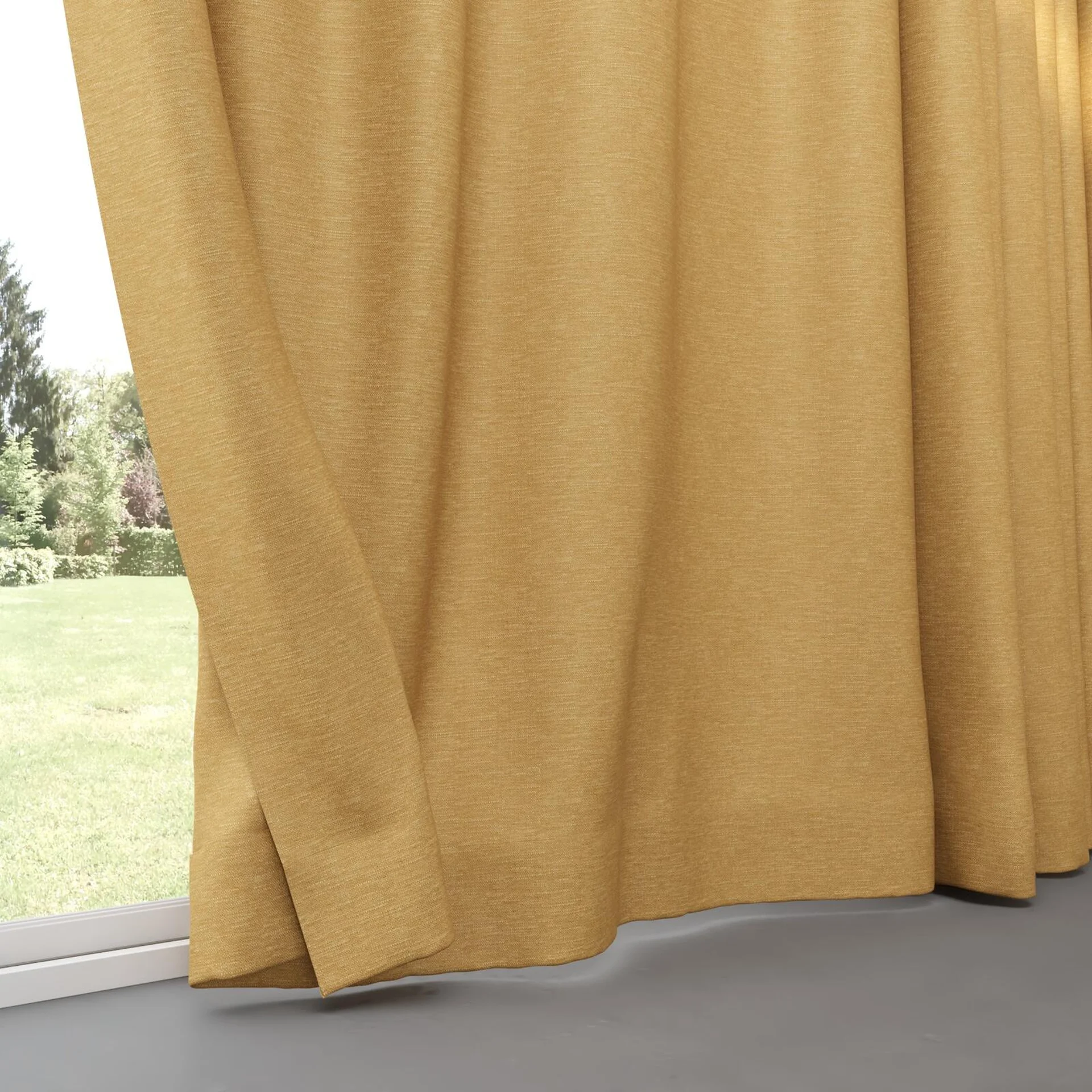 Bottom view of Colourwash Eco Butterscotch, pinch pleat