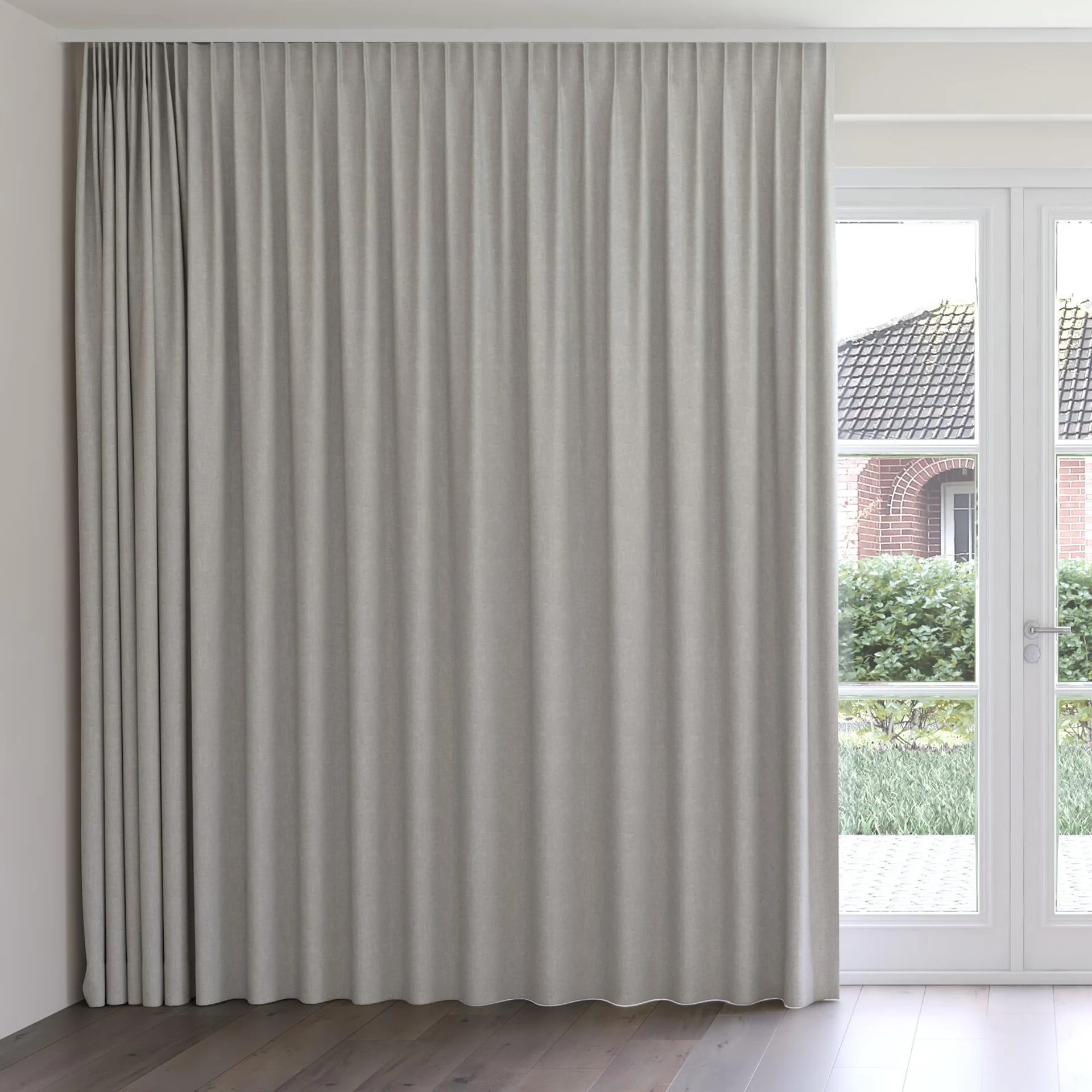 Front view of Retreat II Moonstone, on curtain rail