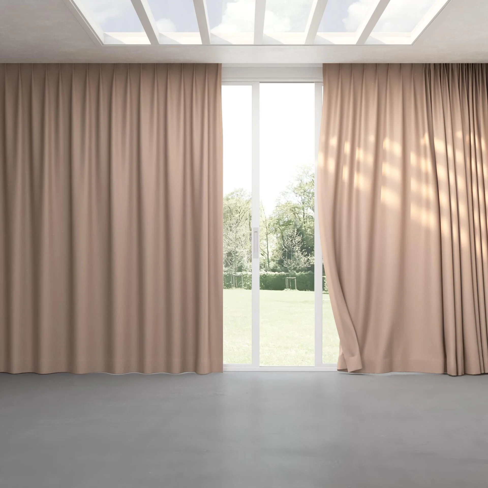 Full view of Excel Orchid, pinch pleat