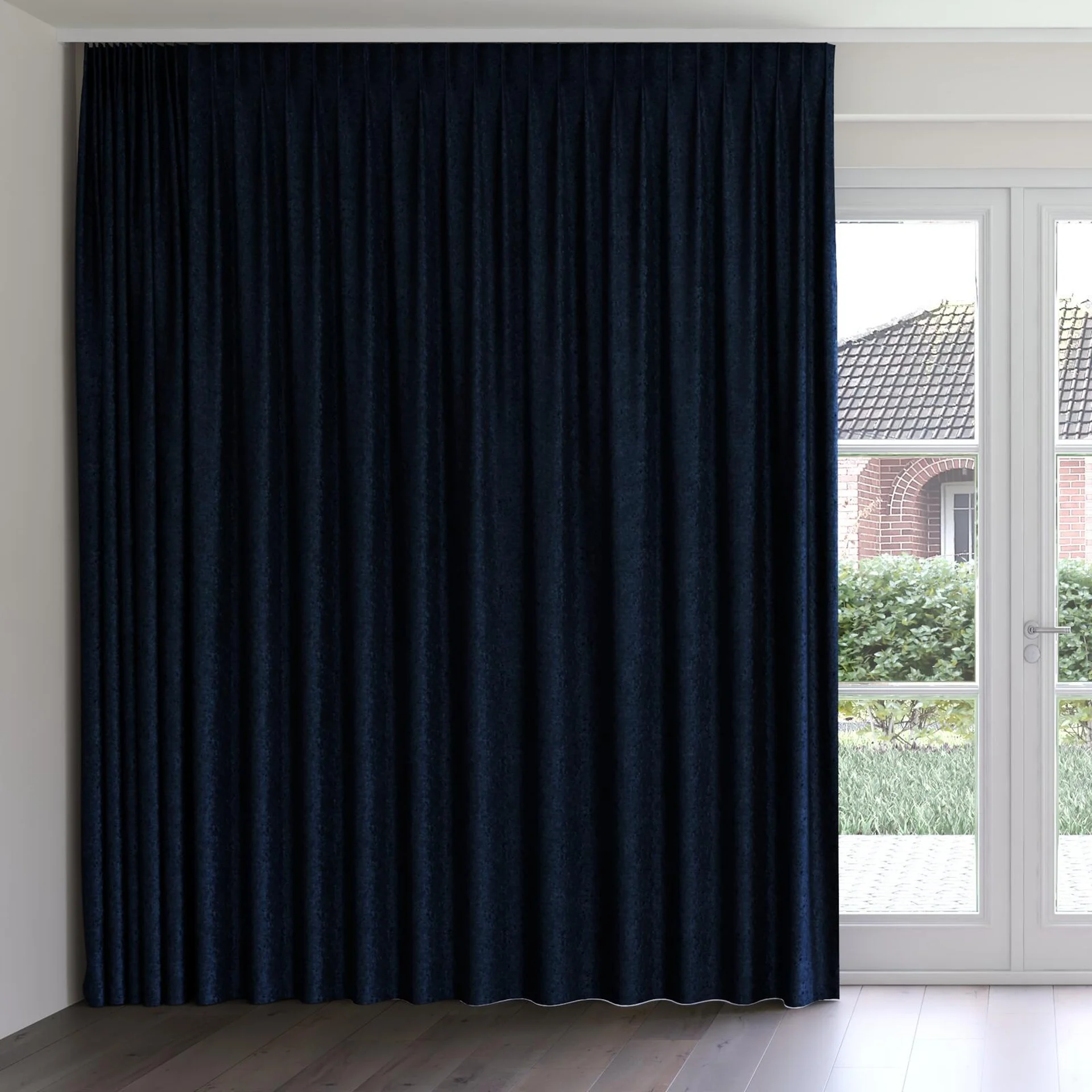 Front view of Opera Cobalt, on curtain rail