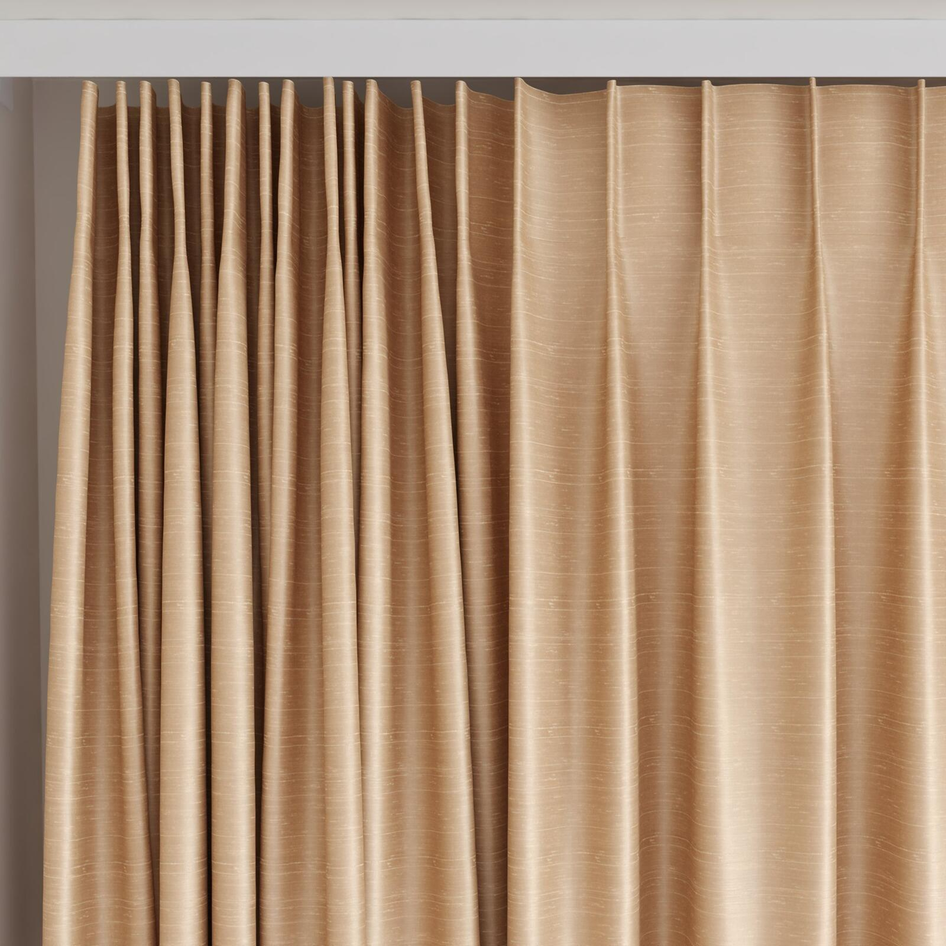 Top view of Silky Peach, on curtain rail