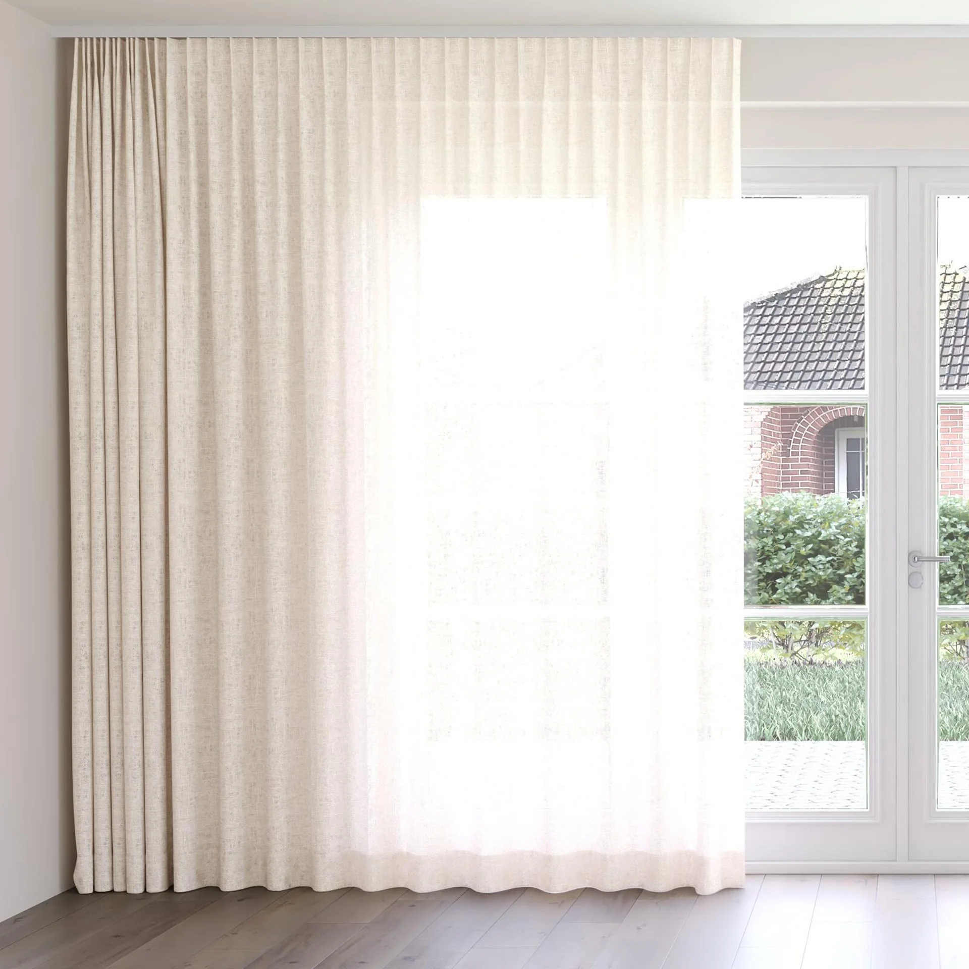 Front view of Handloom Silk, on curtain rail