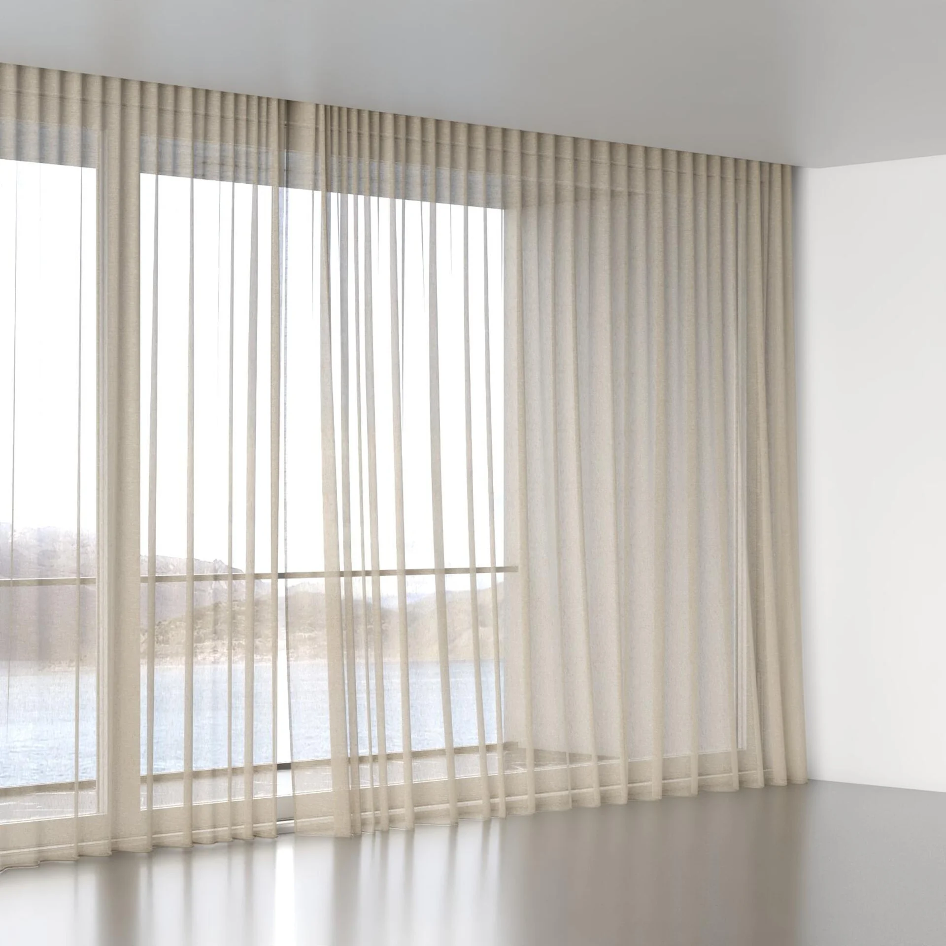 Full view of Lino Avocado, wave pleat