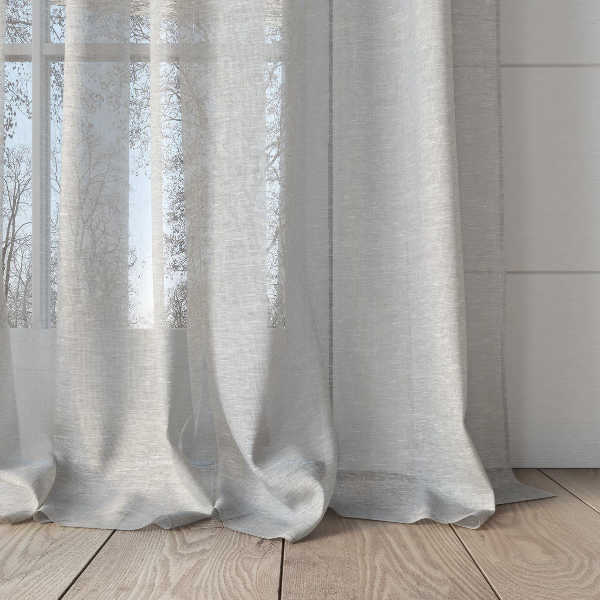 Bottom view of Enso Sand, puddled, on curtain rod