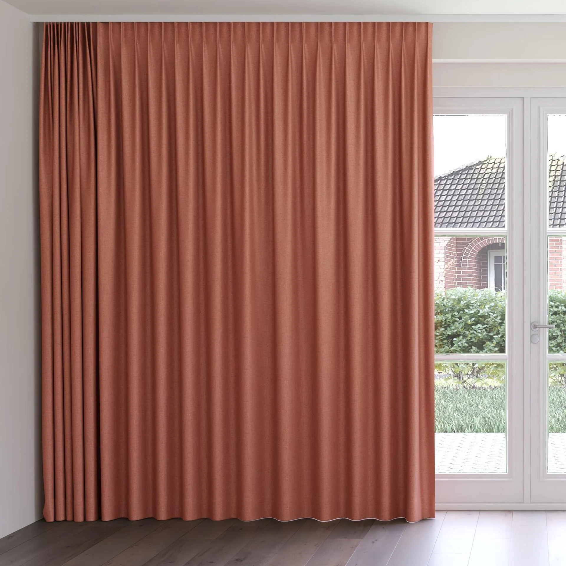Front view of Gent Flame, on curtain rail