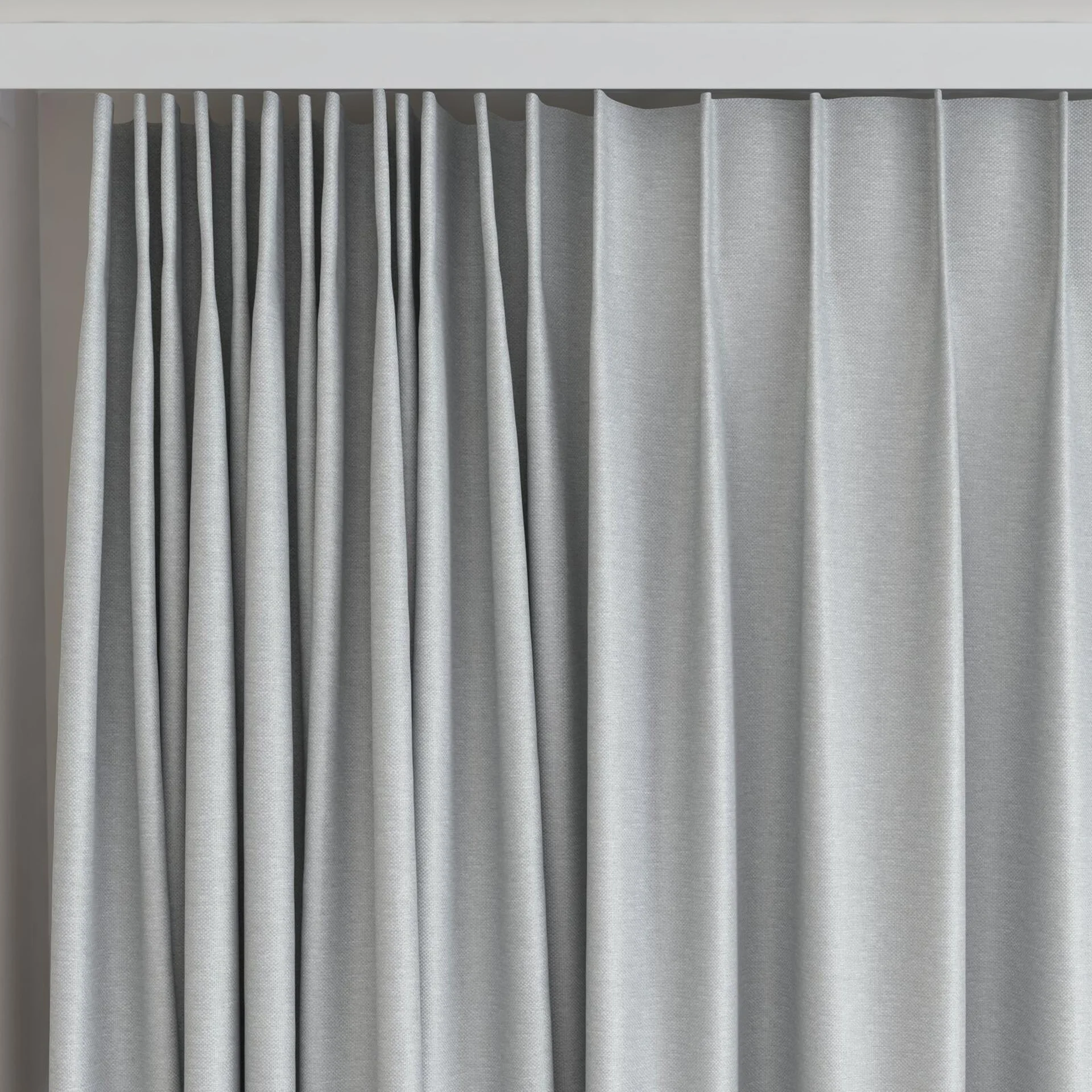 Top view of Duede Smoke, on curtain rail