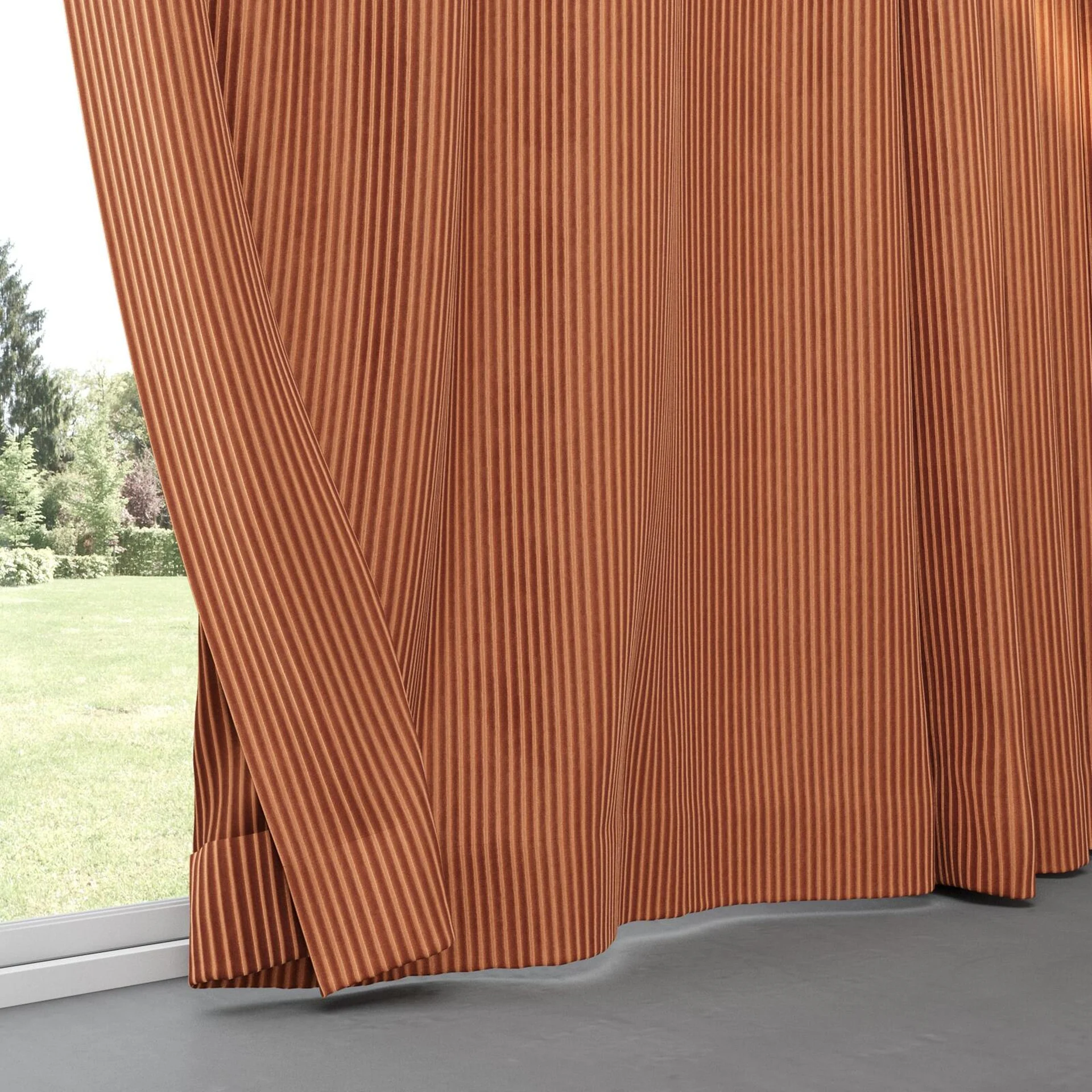 Bottom view of Embrace Copper, pinch pleat