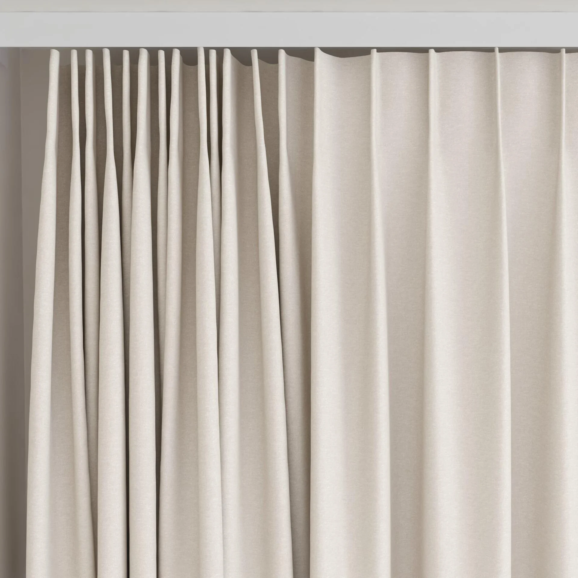 Top view of Recharge Marzipan, on curtain rail