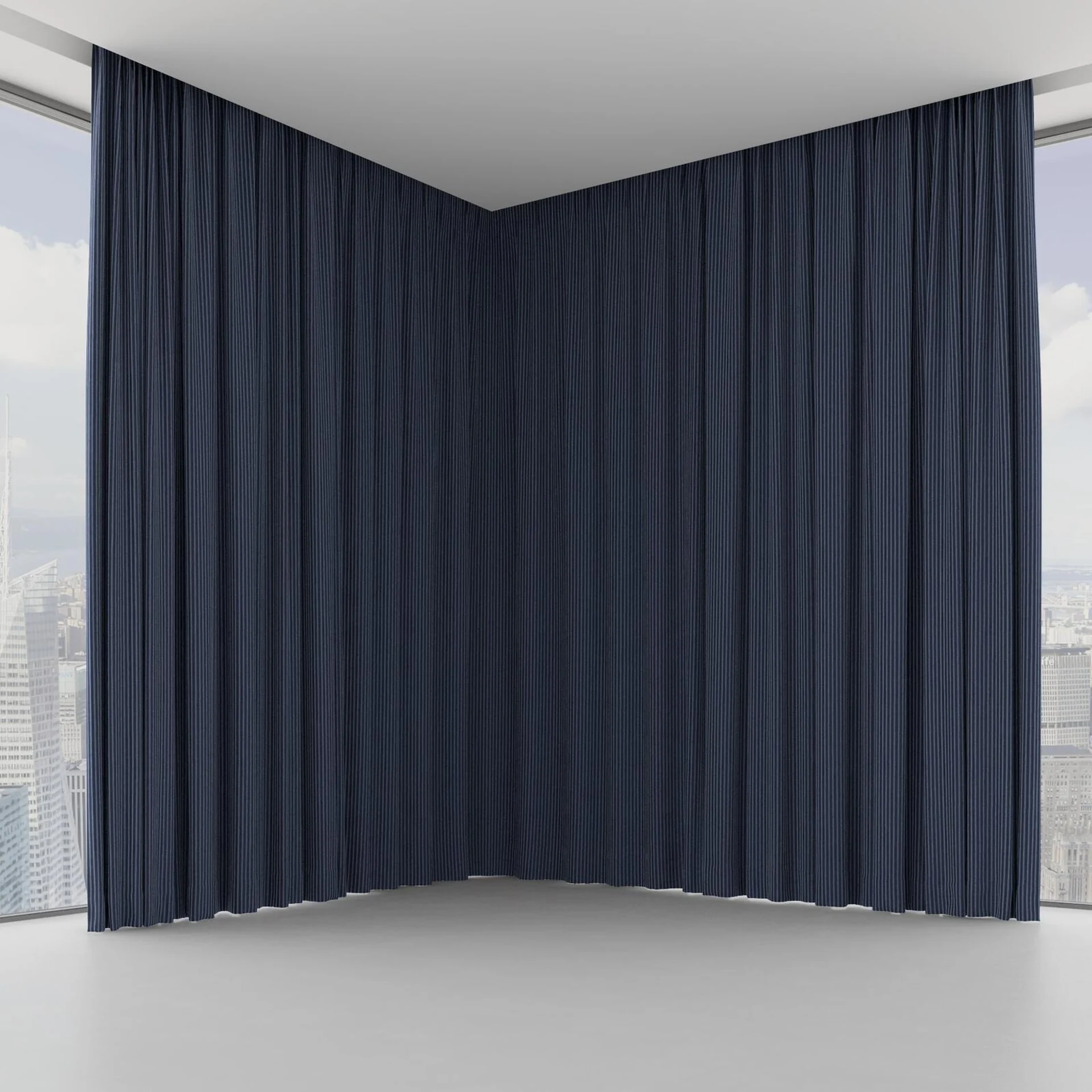 Front view of Embrace Navy, on hidden rail