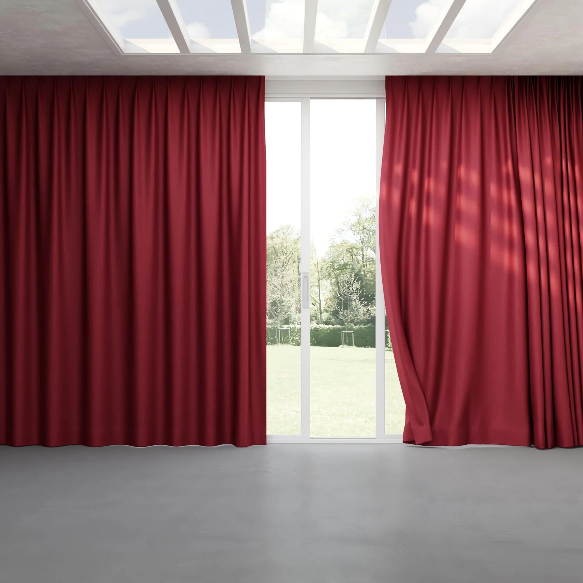 Full view of Frisco Cerise, pinch pleat