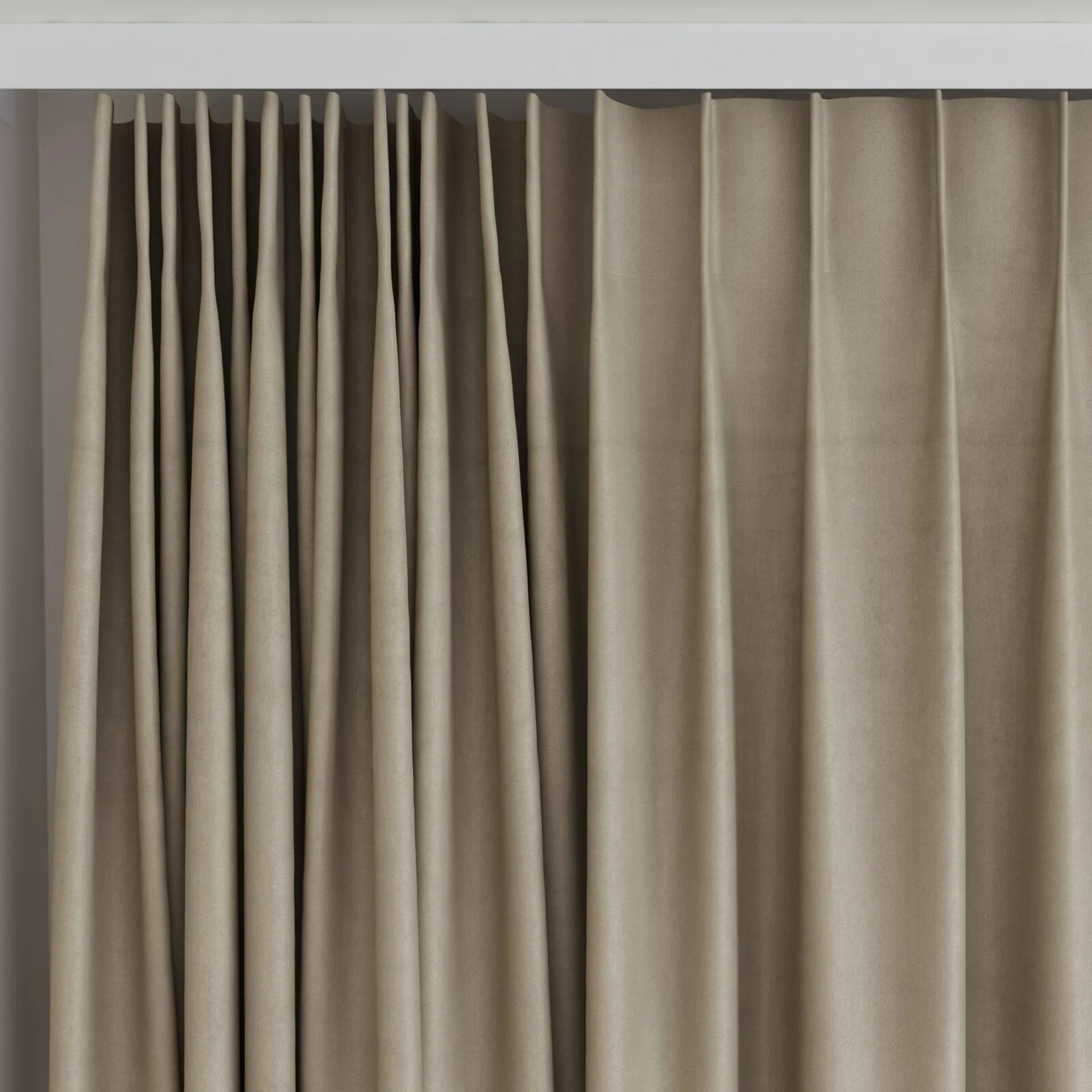 Top view of Warlock Linen, on curtain rail