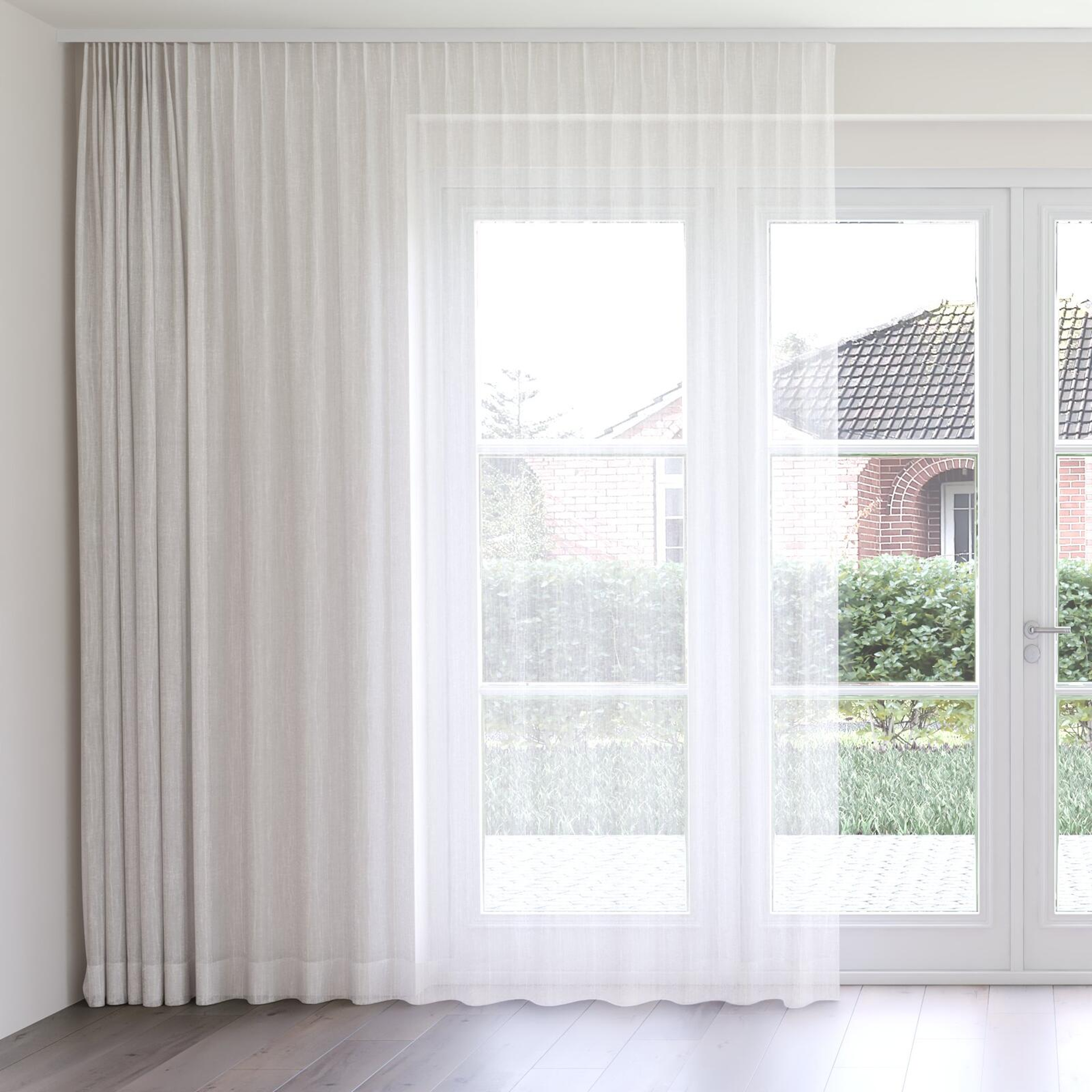 Front view of Sonata Dawn, on curtain rail