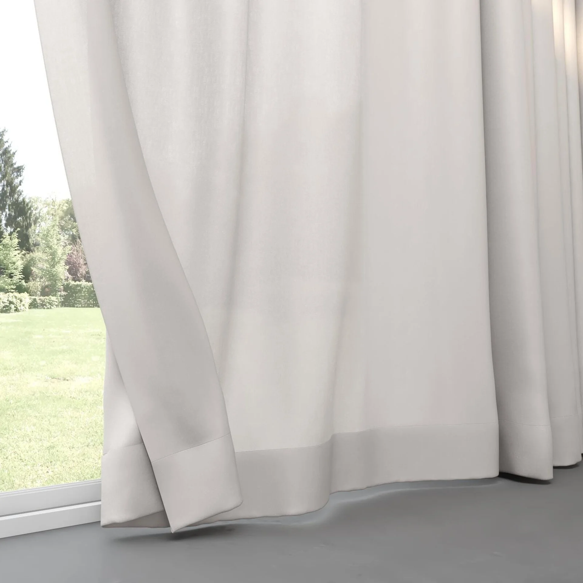 Bottom view of Linen Awash, pinch pleat