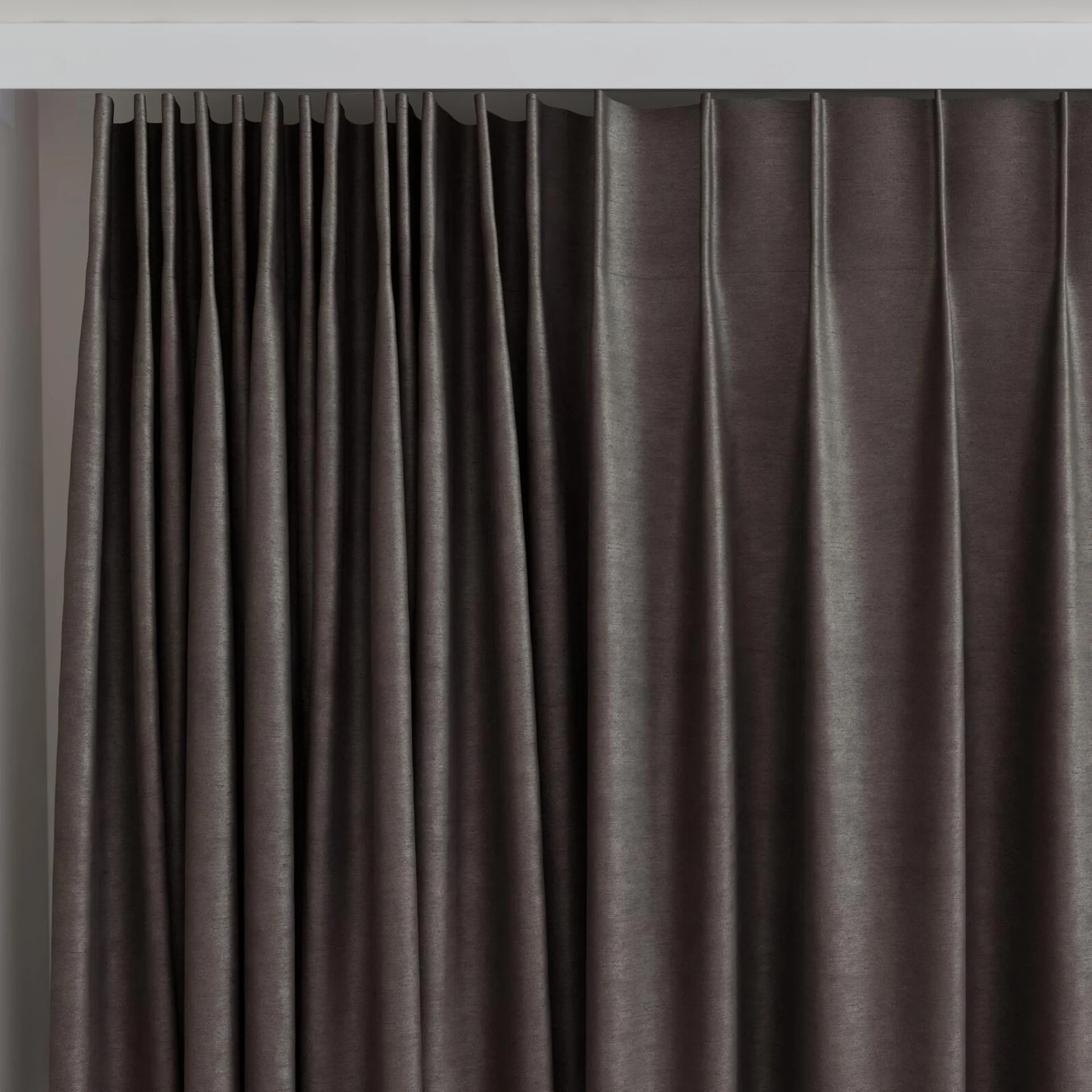 Top view of Baron Pinecone, on curtain rail