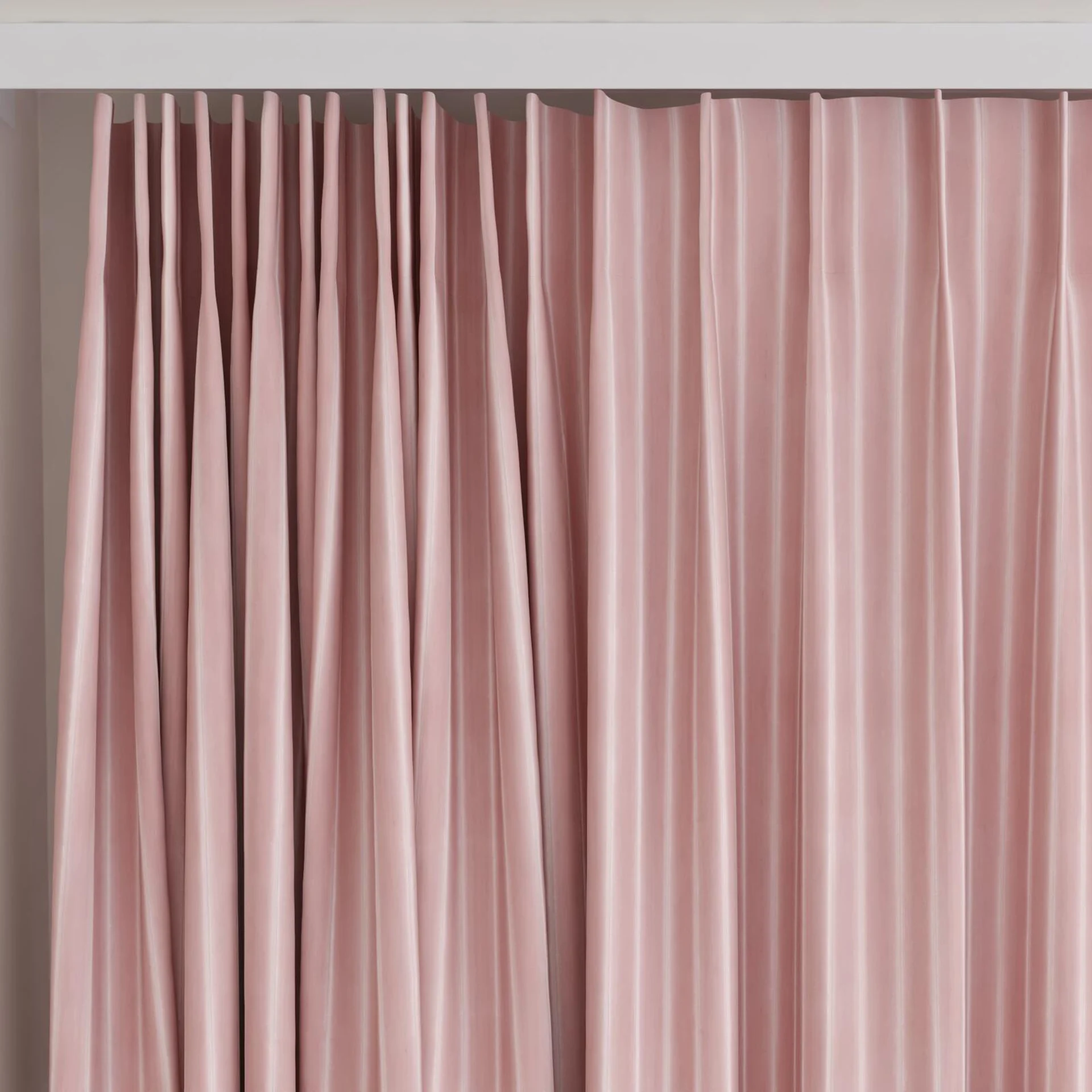 Top view of Cordial Petal, on curtain rail