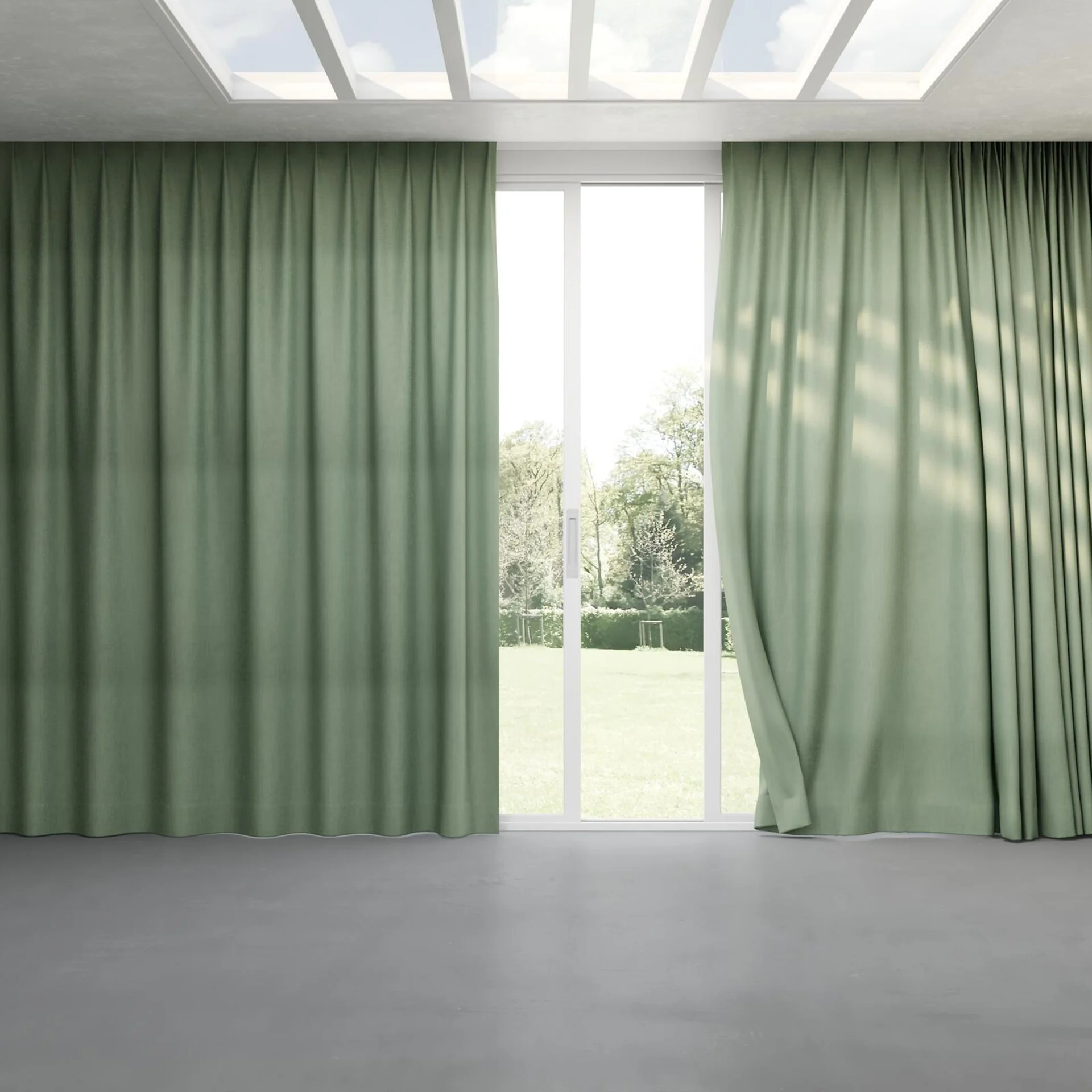 Full view of Lexicon Sage, pinch pleat